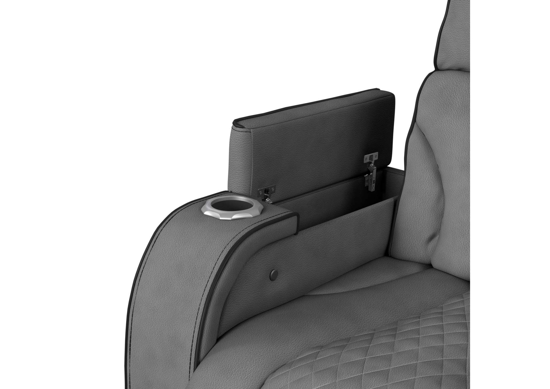 Blitz Motion Loveseat With Console And Led In Simba Slate And Black Welt image 4