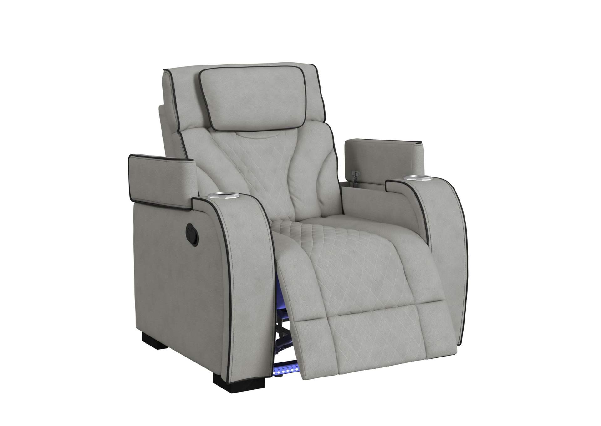 Blitz Motion Recliner With Led In Simba Taupe And Black Welt image 8