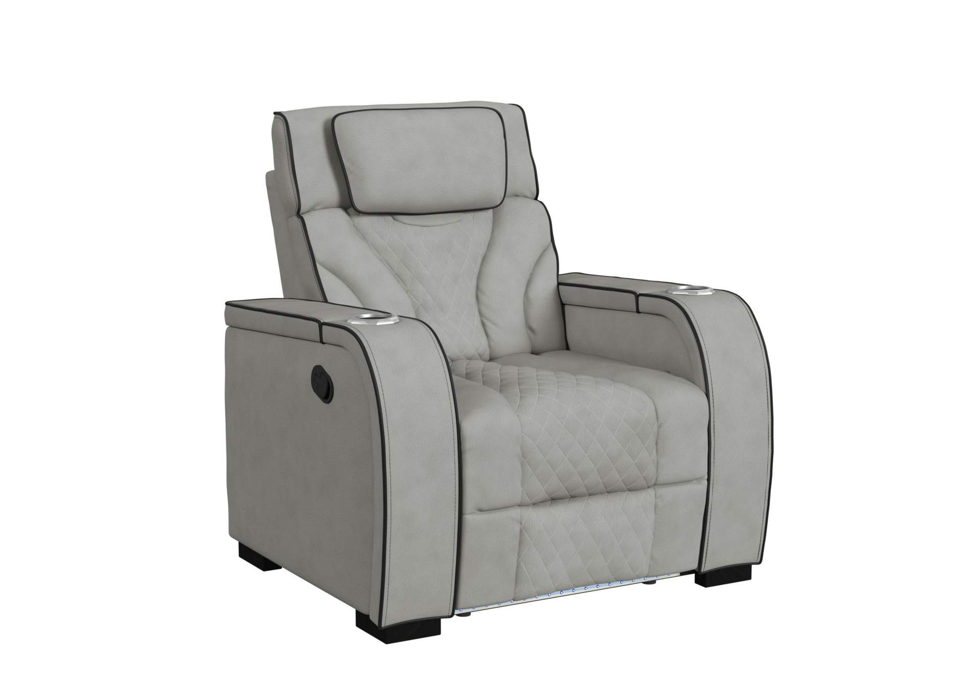 Blitz Motion Recliner With Led In Simba Taupe And Black Welt image 7