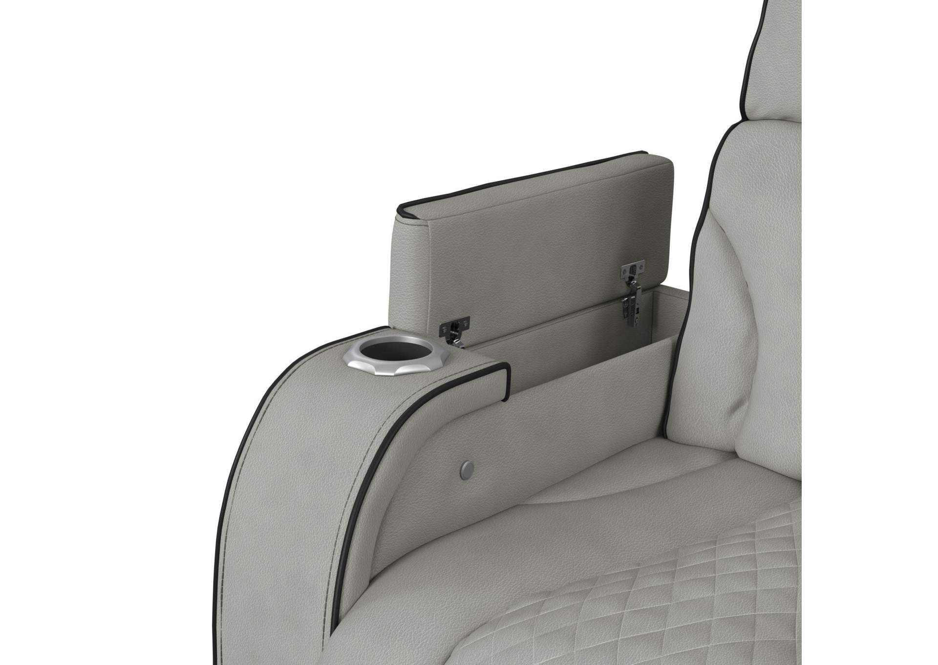 Blitz Motion Sofa With Ddt Reading Light Wireless Charger And Led In Simba Taupe And Black Welt image 6