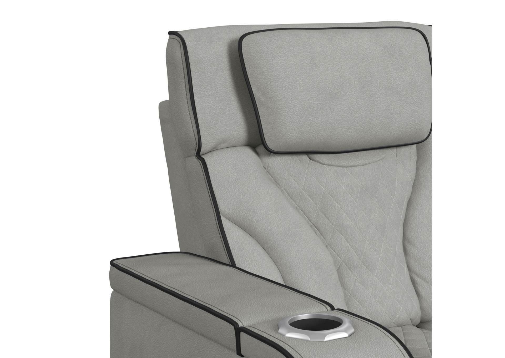 Blitz Motion Sofa With Ddt Reading Light Wireless Charger And Led In Simba Taupe And Black Welt image 3
