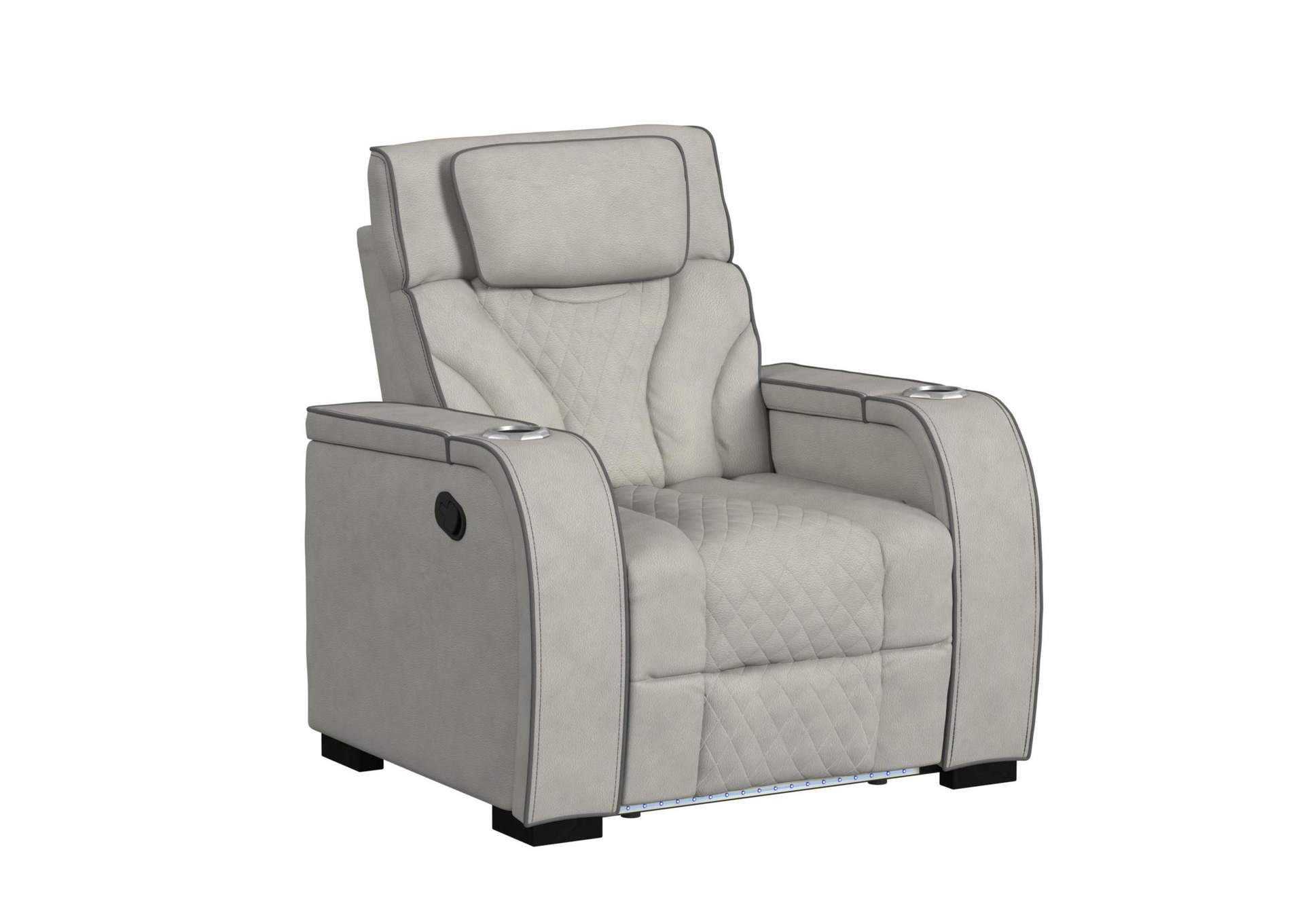 Blitz Motion Recliner With Led In Simba Taupe And Slate Welt image 3