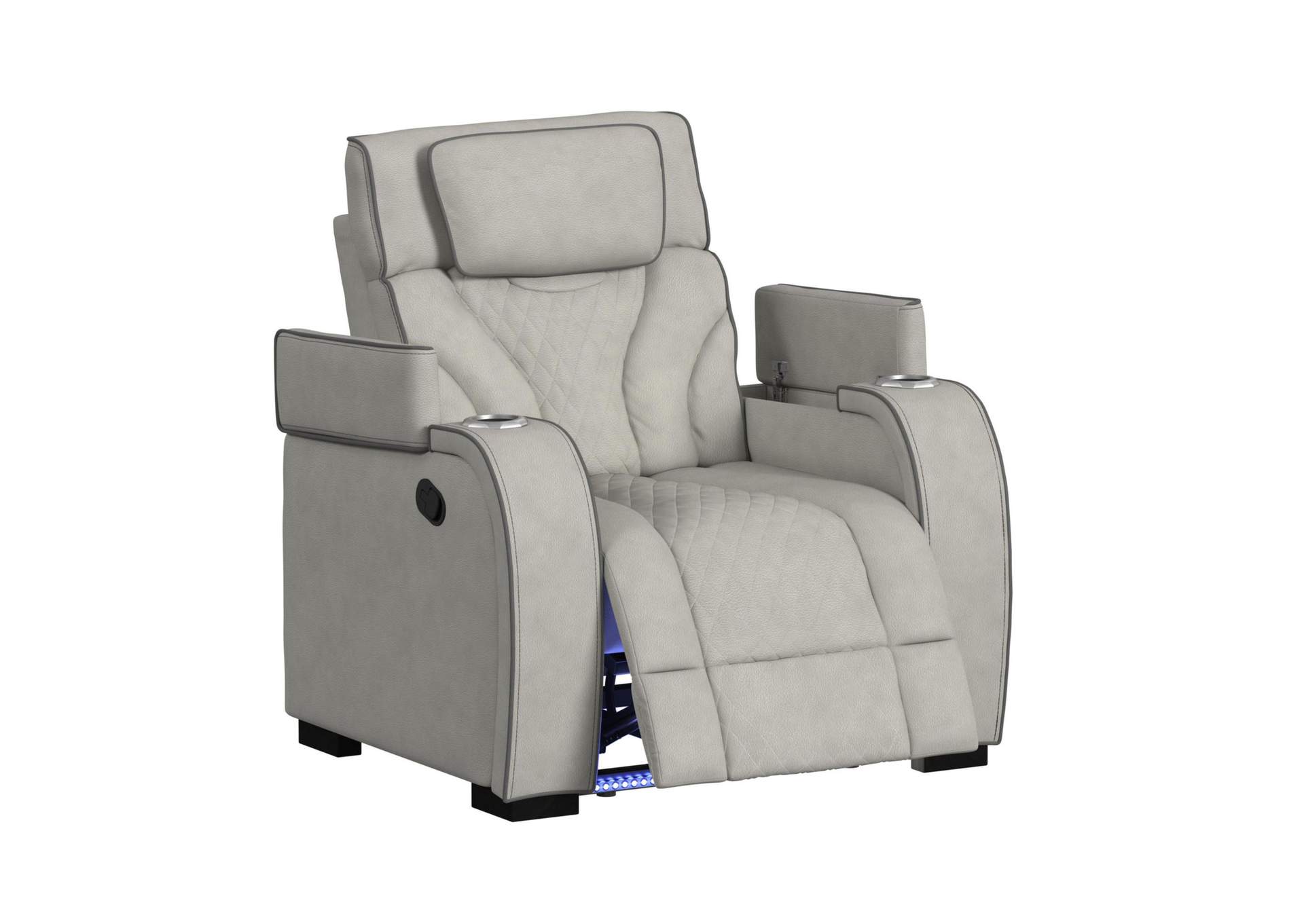 Blitz Motion Recliner With Led In Simba Taupe And Slate Welt image 4