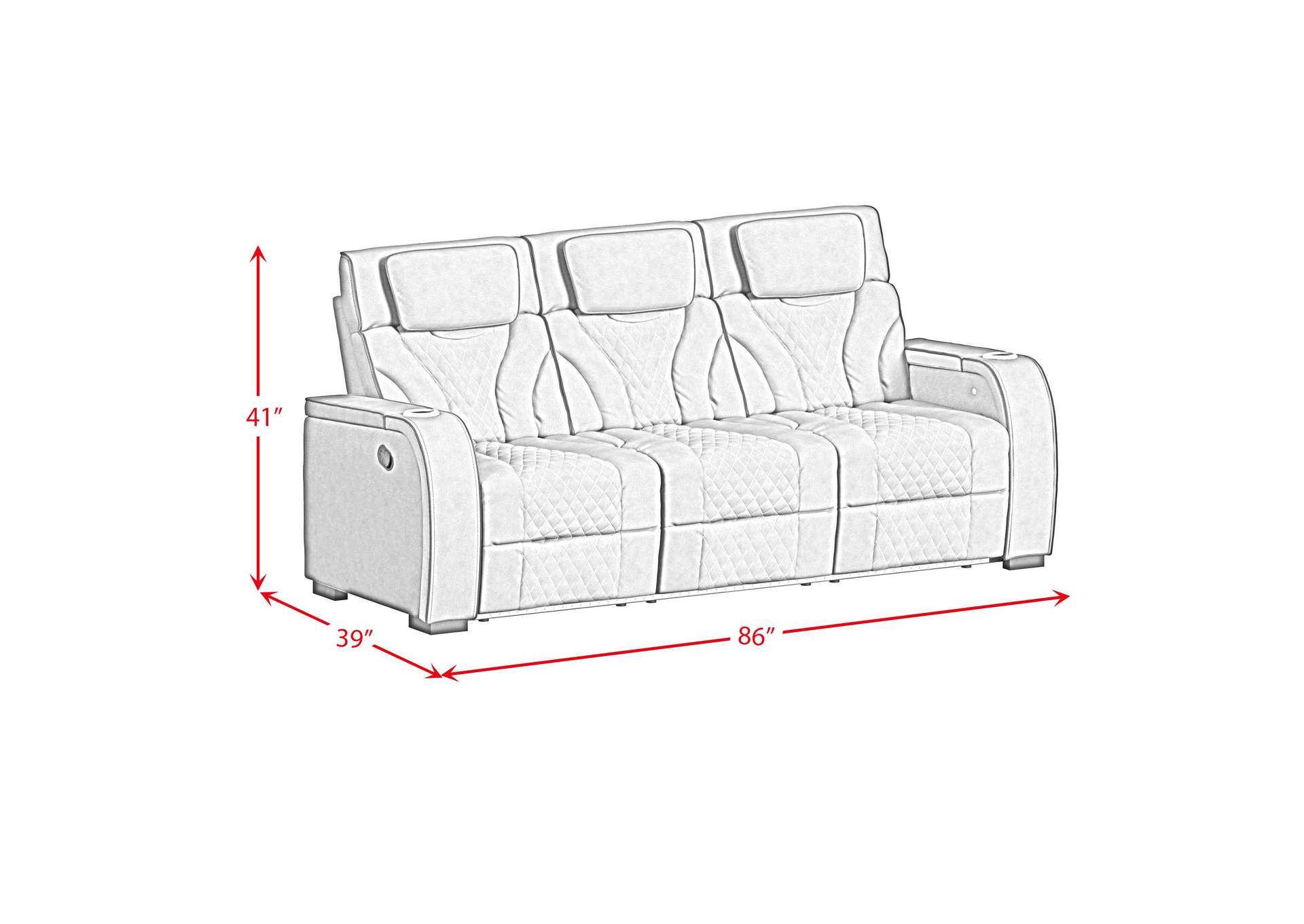 Blitz Motion Sofa With Ddt Reading Light Wireless Charger And Led In Simba Taupe And Black Welt image 8