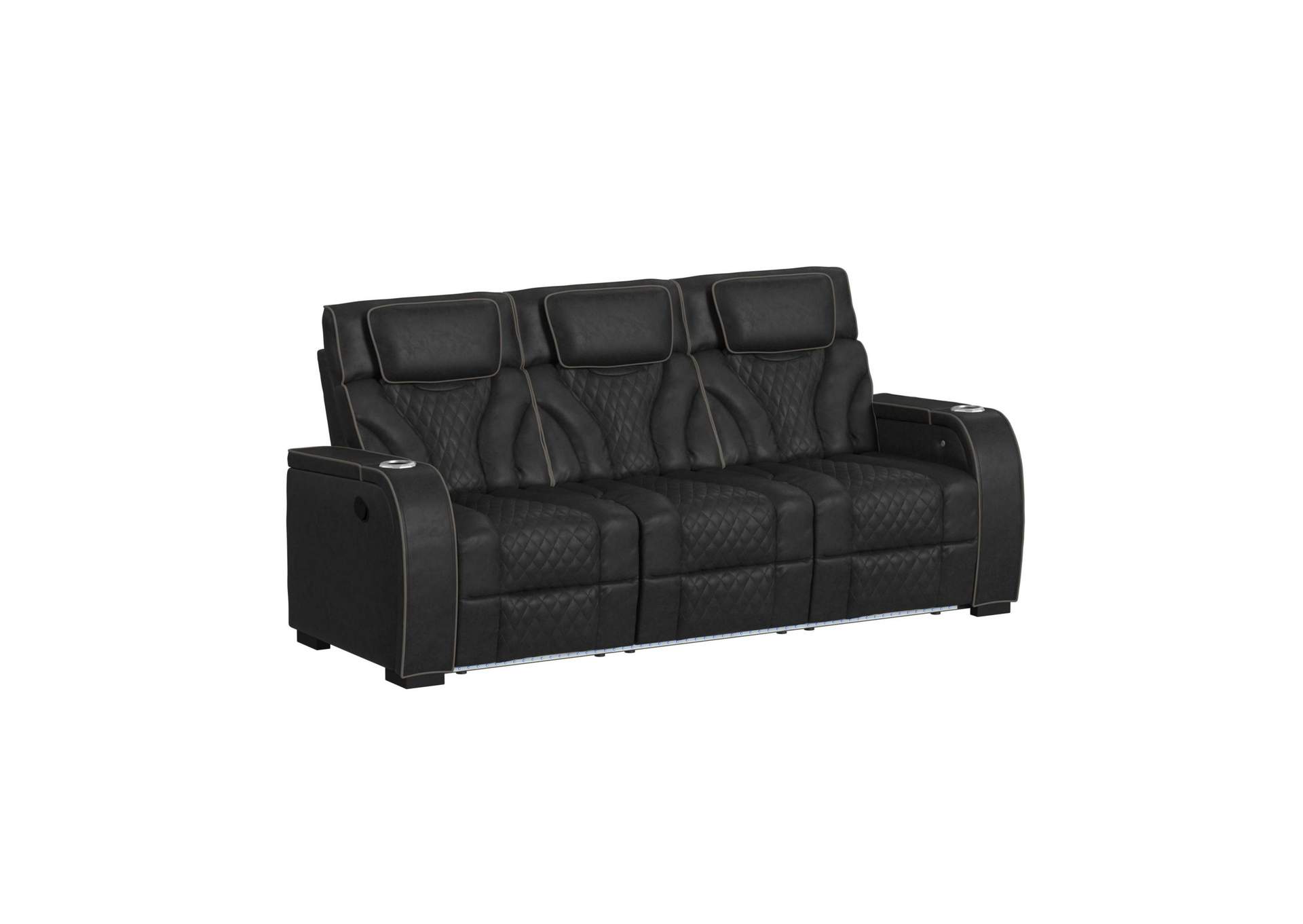 Blitz Motion Sofa With Ddt Reading Light Wireless Charger And Led In Simba Black And Slate Welt image 3