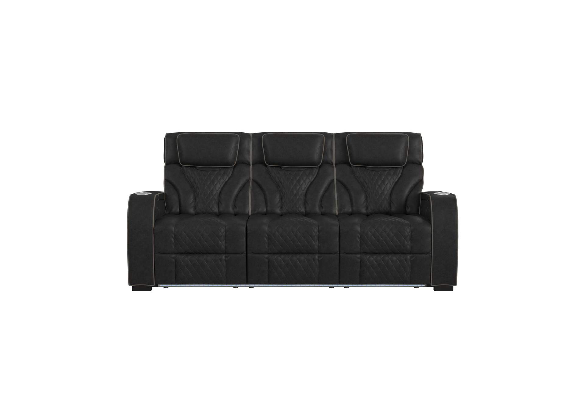 Blitz Motion Sofa With Ddt Reading Light Wireless Charger And Led In Simba Black And Slate Welt image 5