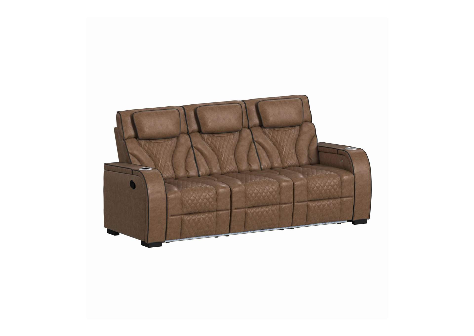 Blitz Motion Sofa With Ddt Reading Light Wireless Charger And Led In Simba Cafe And Black Welt image 3