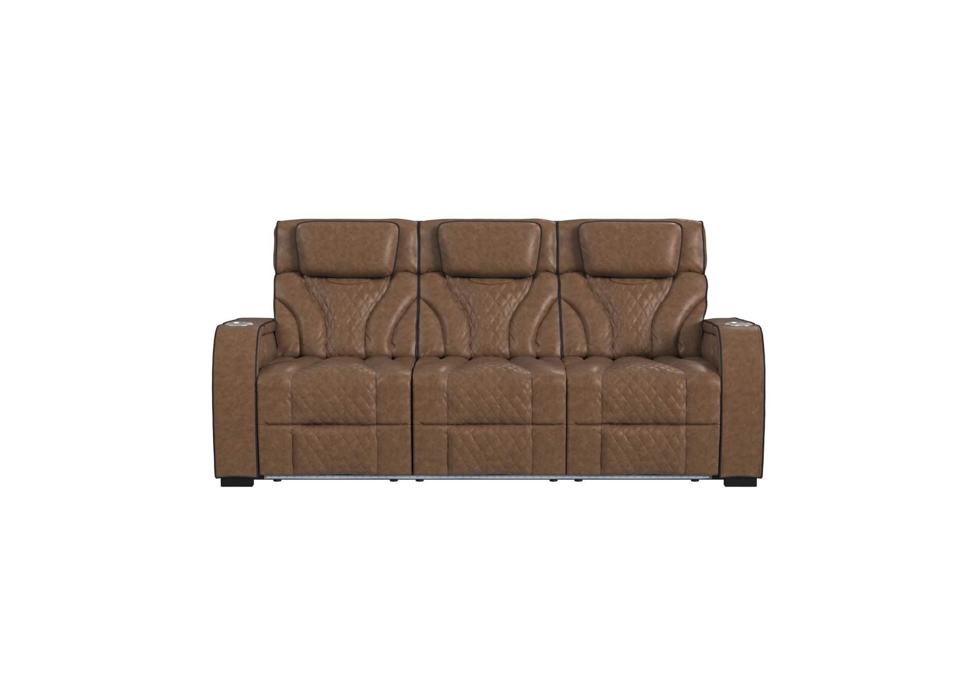 Blitz Motion Sofa With Ddt Reading Light Wireless Charger And Led In Simba Cafe And Black Welt image 5