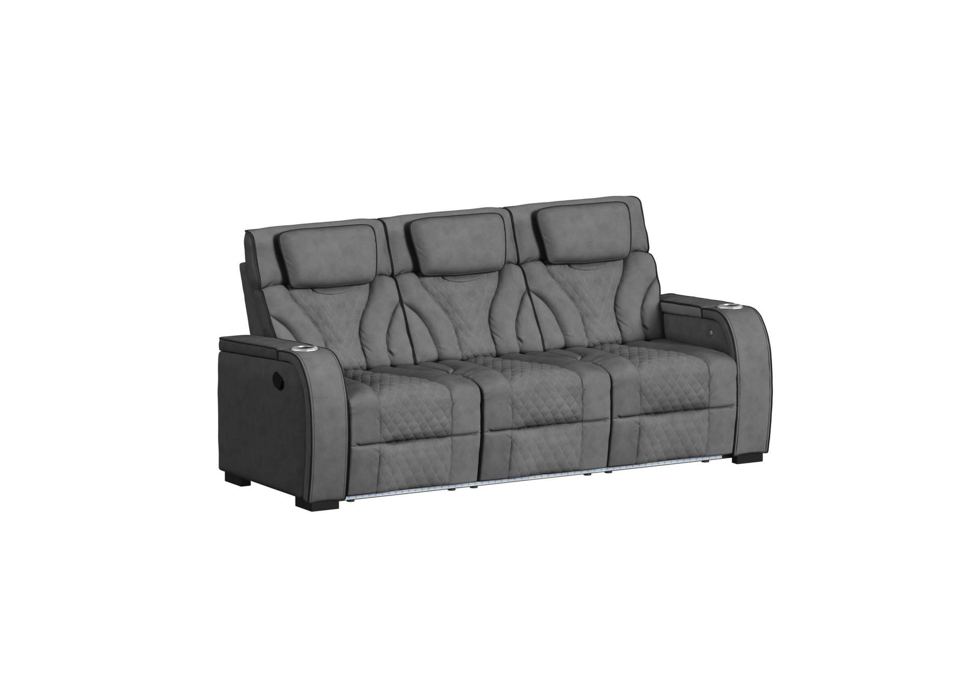Blitz Motion Sofa With Ddt Reading Light Wireless Charger And Led In Simba Slate And Black Welt image 9