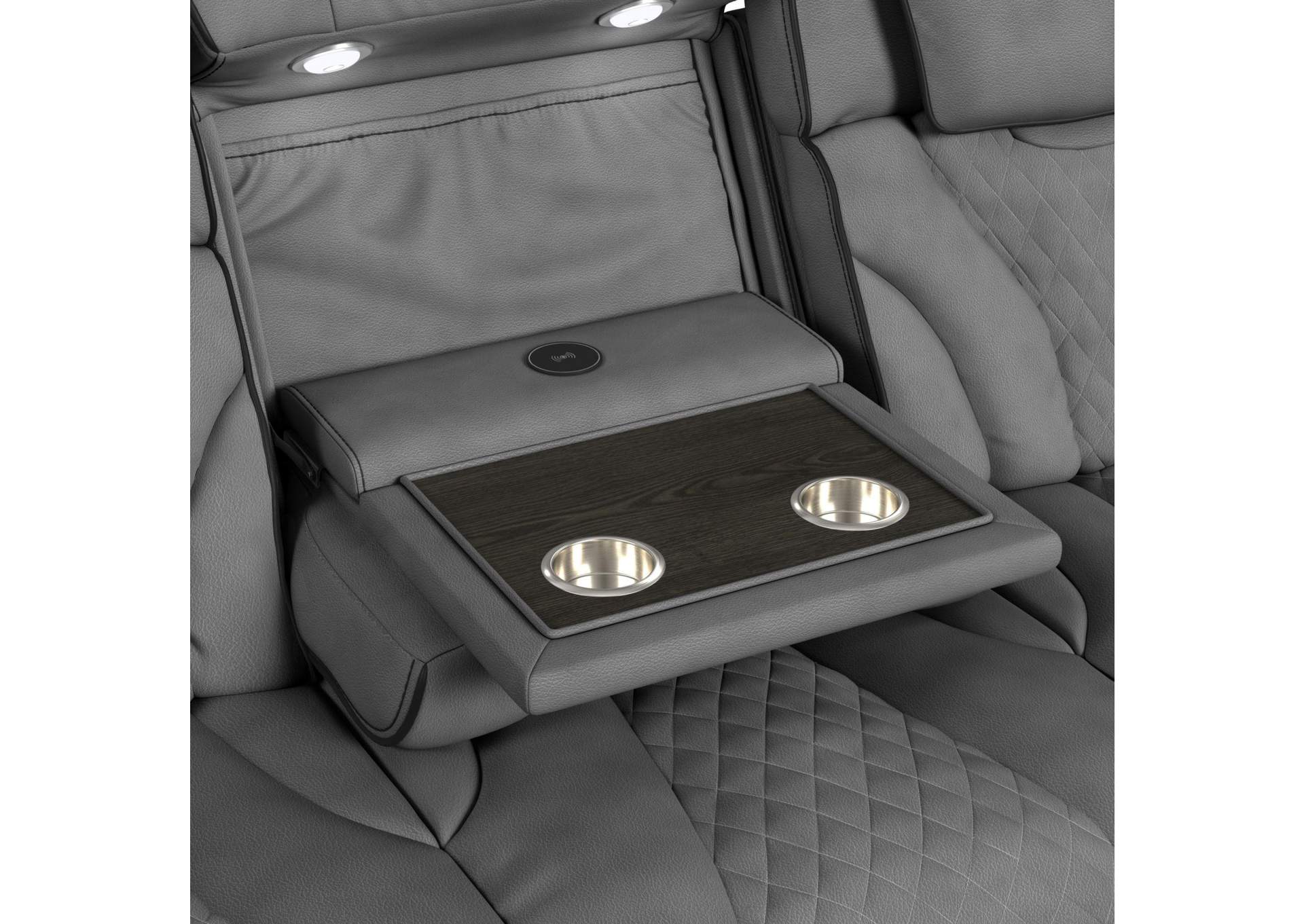 Blitz Motion Sofa With Ddt Reading Light Wireless Charger And Led In Simba Slate And Black Welt image 5