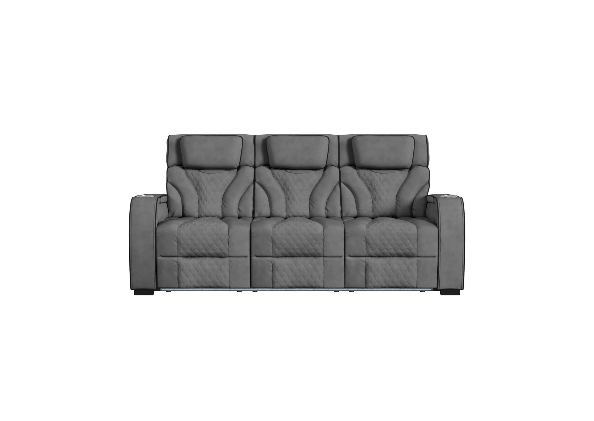 Blitz Motion Sofa With Ddt Reading Light Wireless Charger And Led In Simba Slate And Black Welt image 11