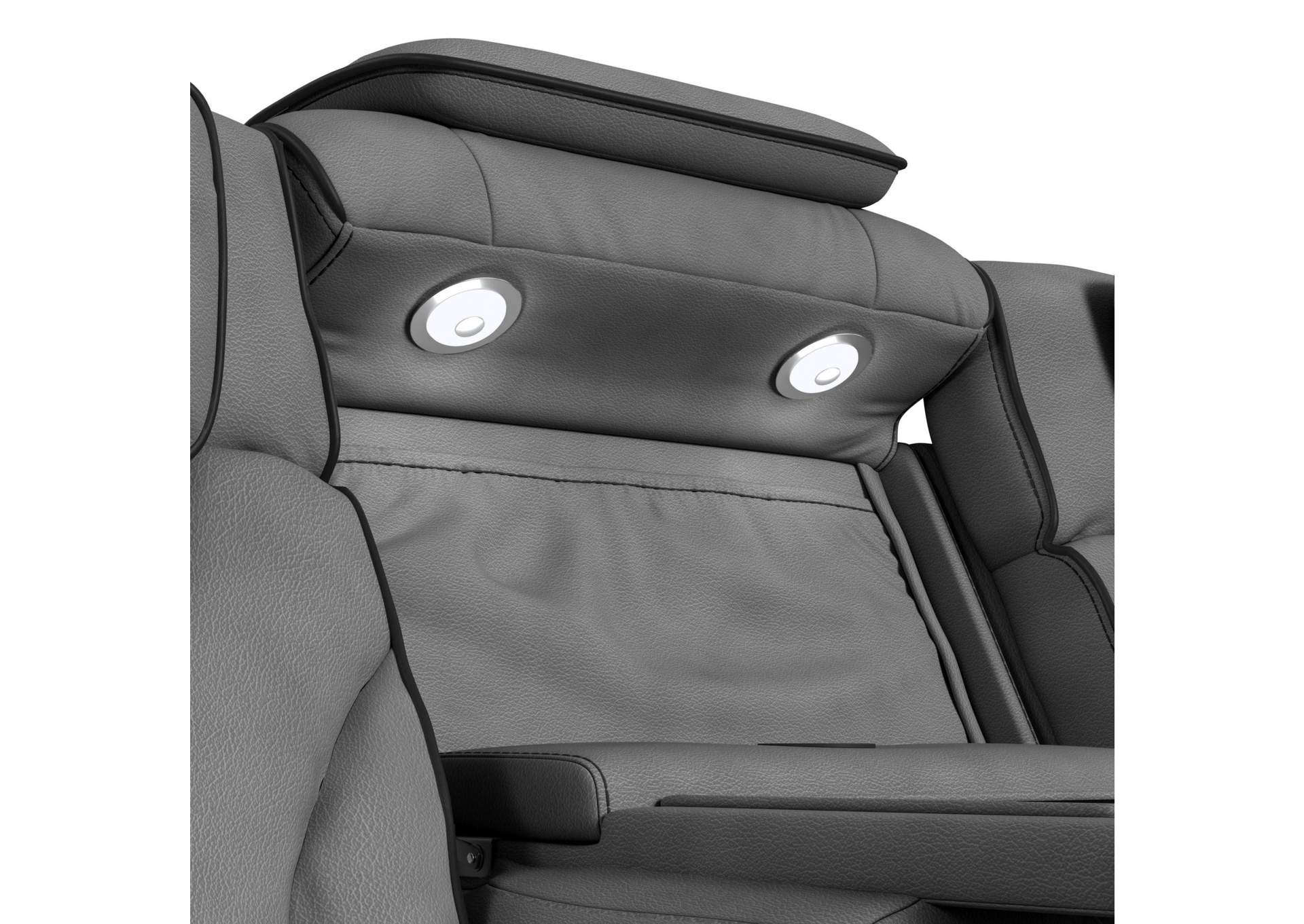 Blitz Motion Sofa With Ddt Reading Light Wireless Charger And Led In Simba Slate And Black Welt image 4