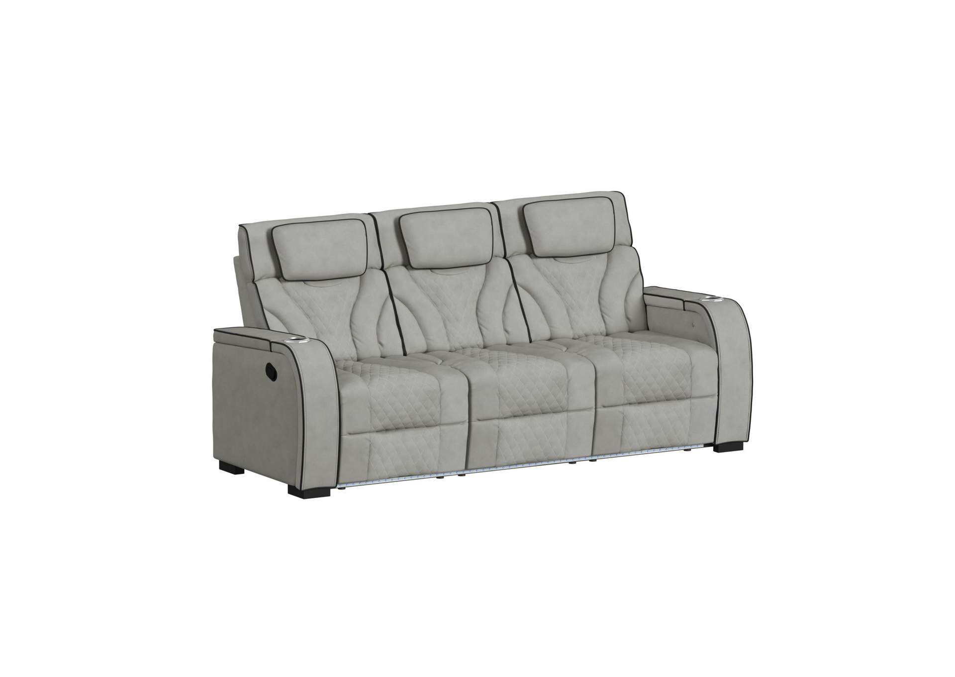 Blitz Motion Sofa With Ddt Reading Light Wireless Charger And Led In Simba Taupe And Black Welt image 9
