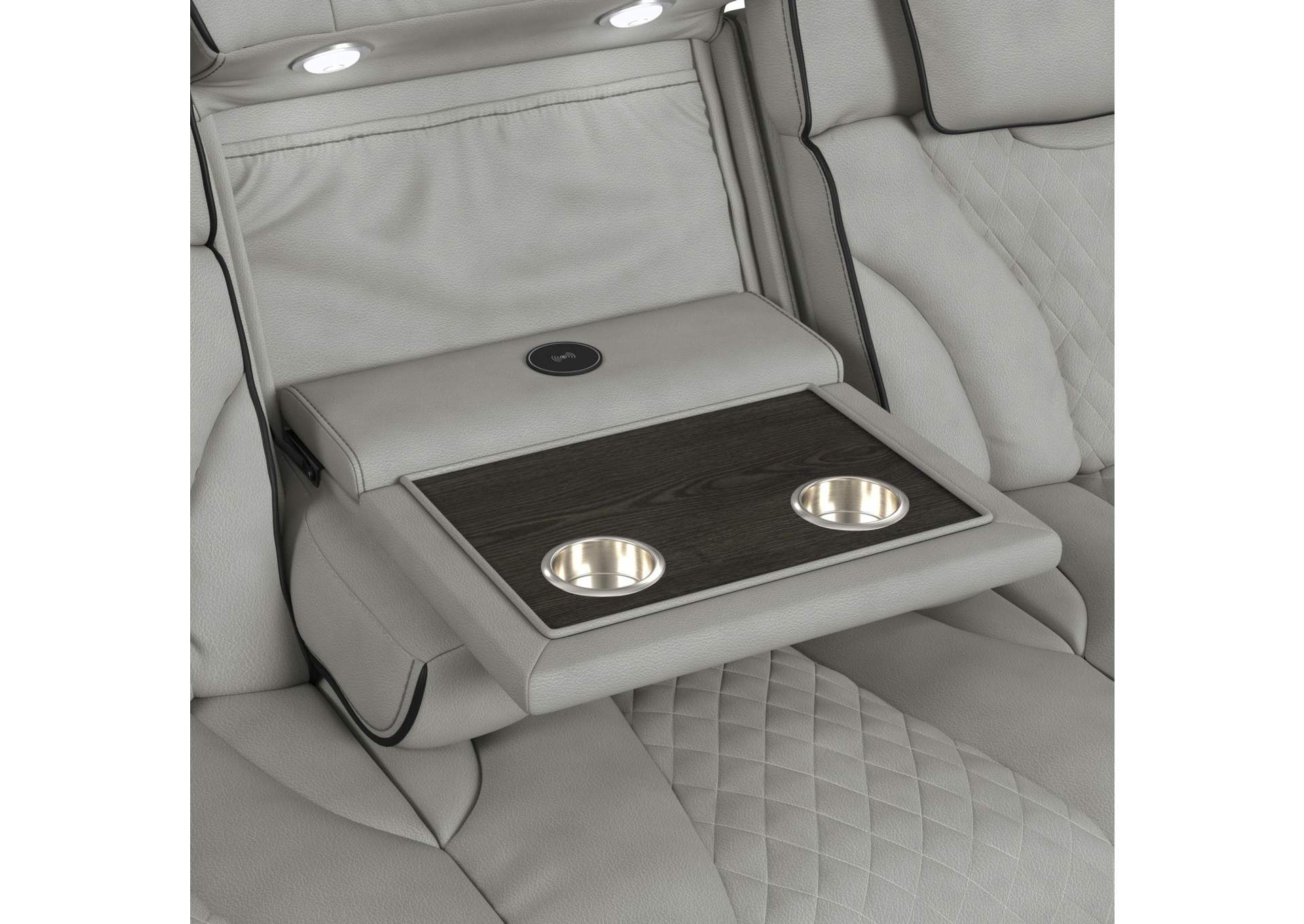 Blitz Motion Sofa With Ddt Reading Light Wireless Charger And Led In Simba Taupe And Black Welt image 5