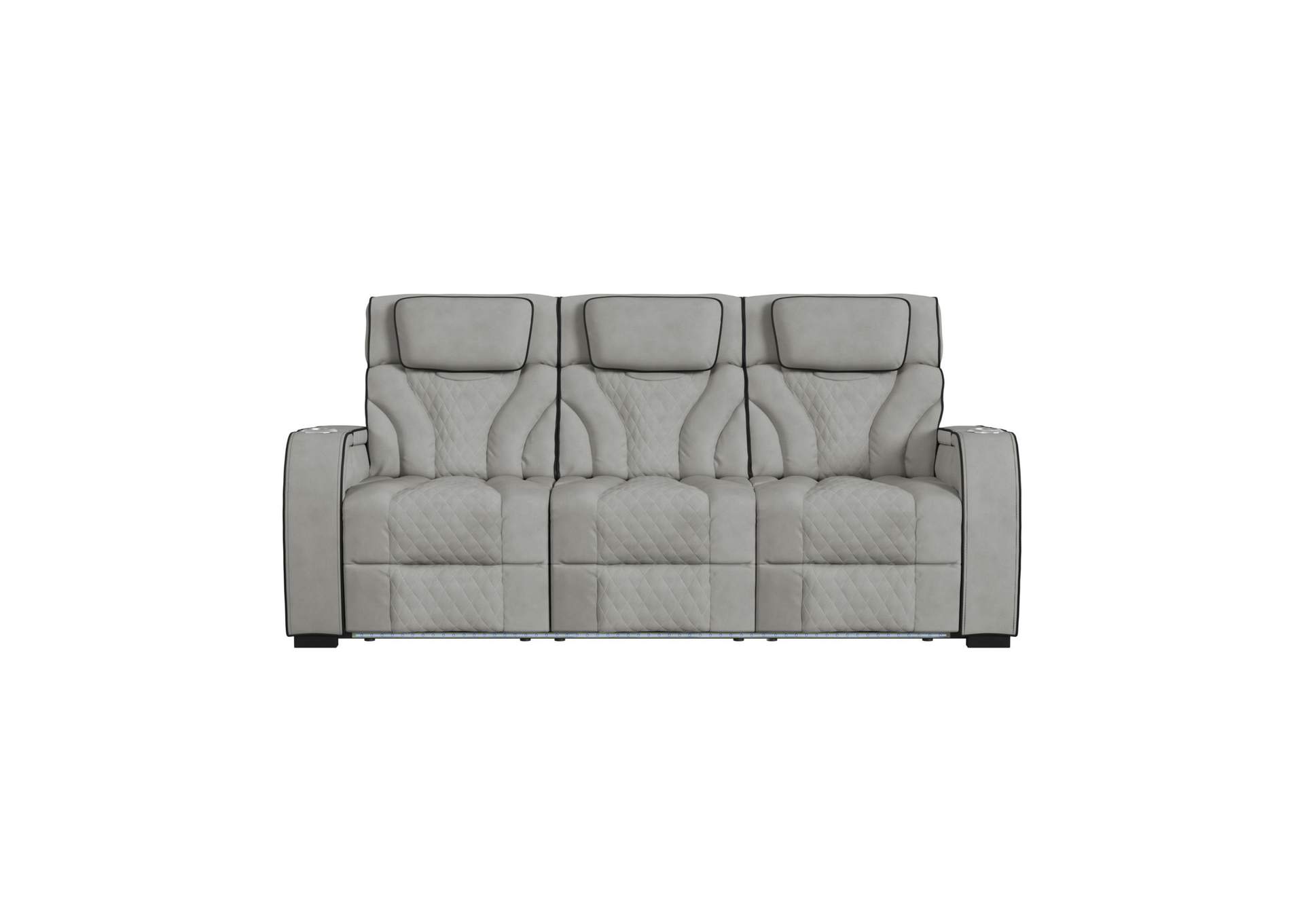 Blitz Motion Sofa With Ddt Reading Light Wireless Charger And Led In Simba Taupe And Black Welt image 11