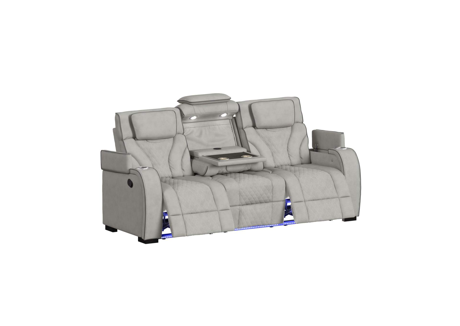 Blitz Motion Sofa With Ddt Reading Light Wireless Charger And Led In Simba Taupe And Slate Welt image 4