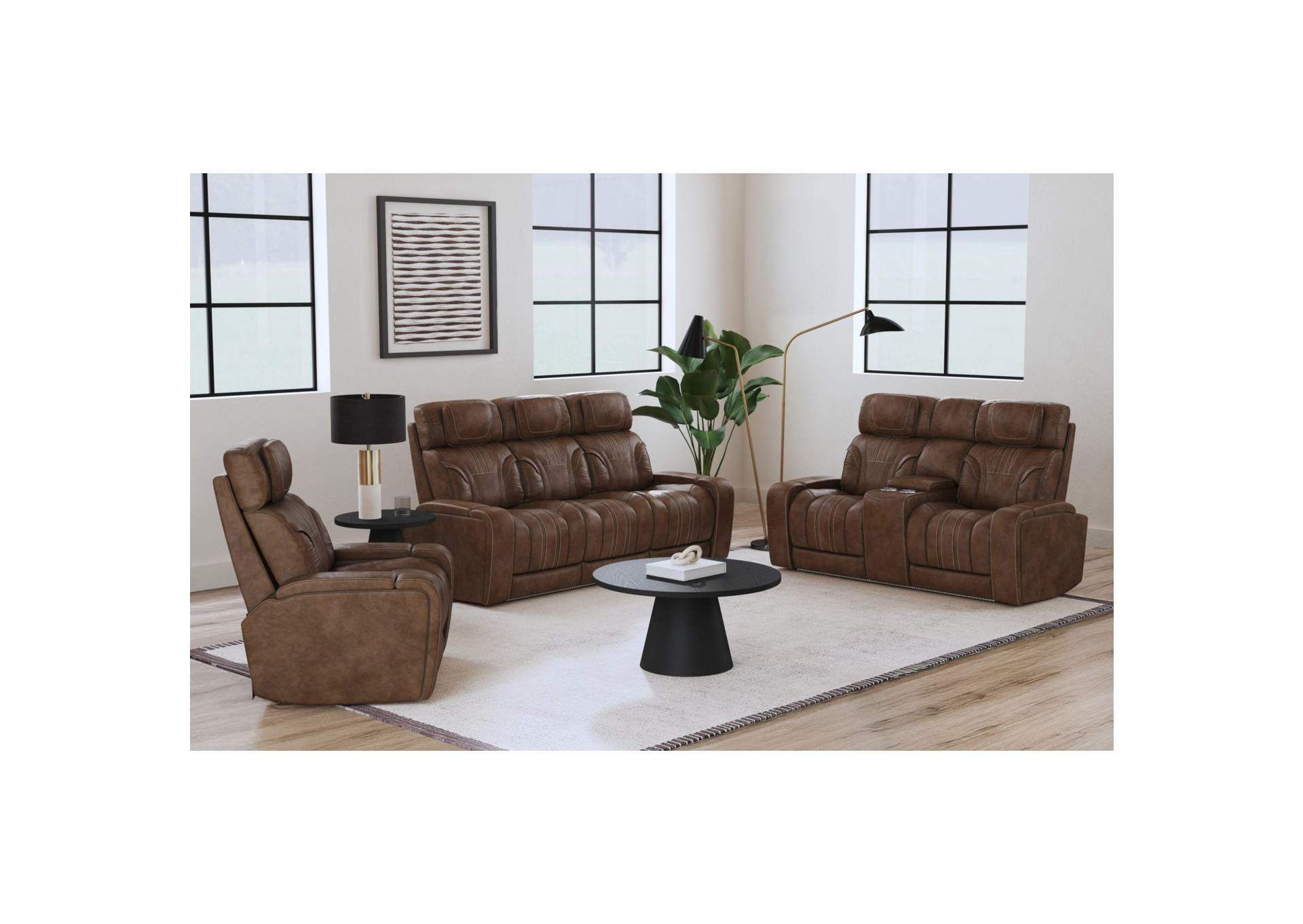 Bonanza P3 Recliner With Led And Fd Cup Holder In Leather Gel Umber image 1