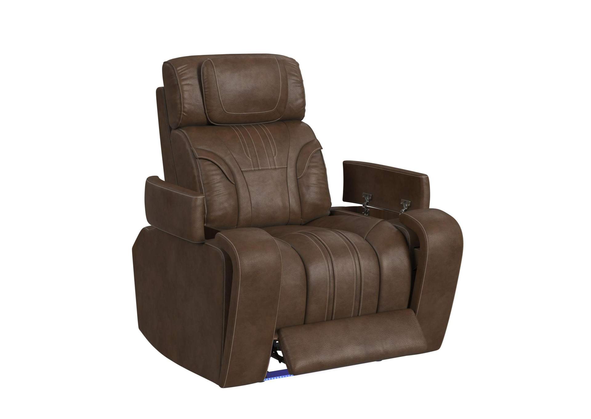 Bonanza P3 Recliner With Led And Fd Cup Holder In Leather Gel Umber image 4