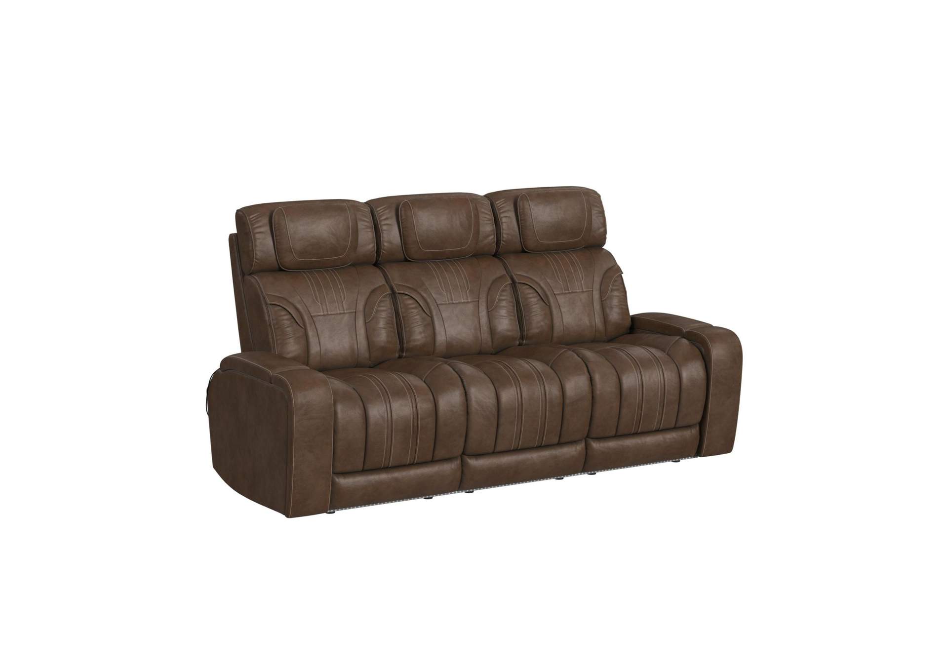 Bonanza P3 Sofa With I Table Reading Light Heat Massage Led Speaker And Fd Cup Holder In Leather Gel Umber image 3
