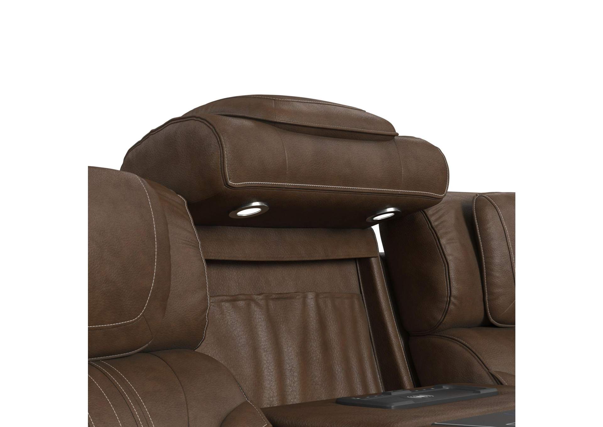 Bonanza P3 Sofa With I Table Reading Light Heat Massage Led Speaker And Fd Cup Holder In Leather Gel Umber image 9