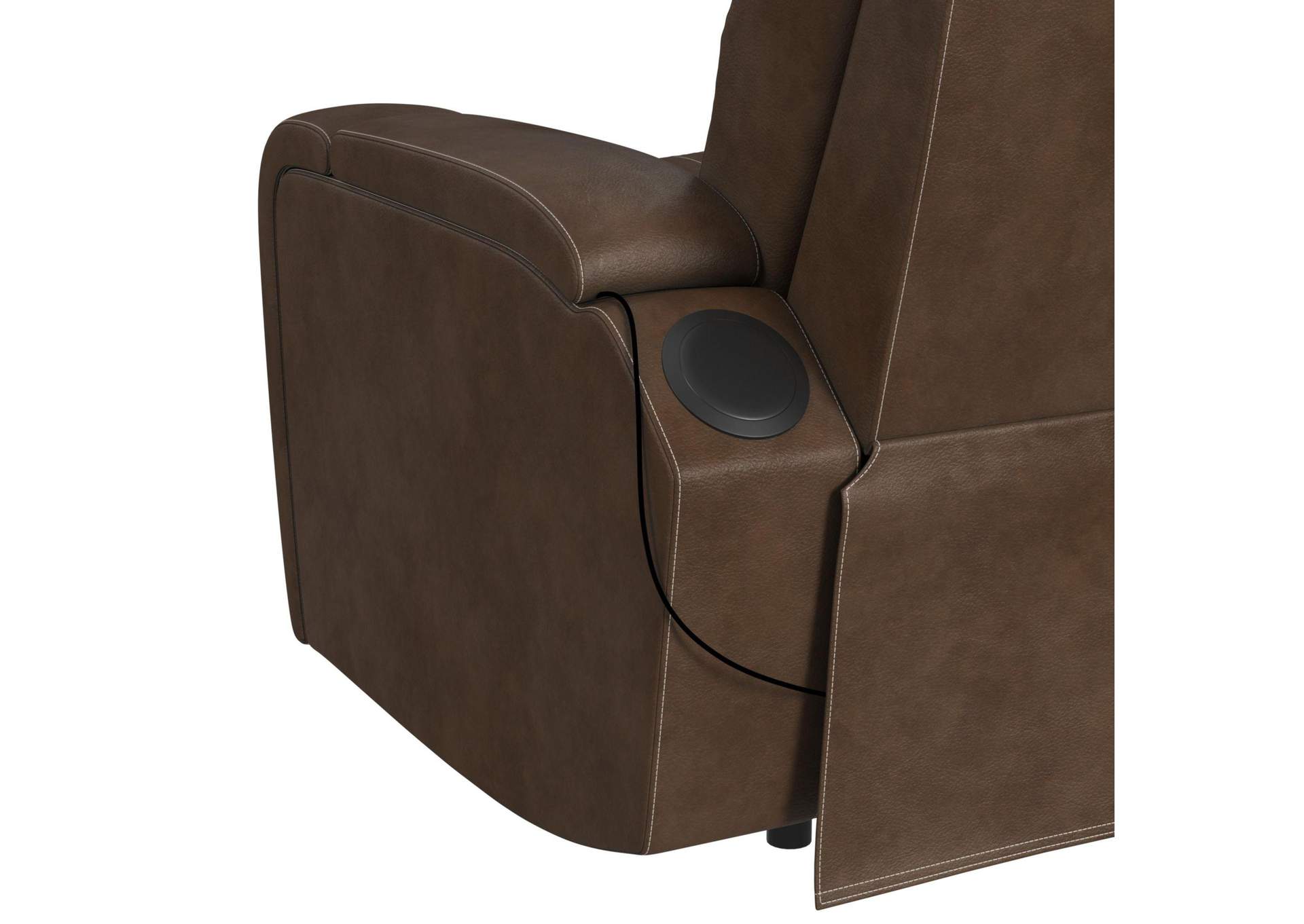 Bonanza P3 Sofa With I Table Reading Light Heat Massage Led Speaker And Fd Cup Holder In Leather Gel Umber image 12