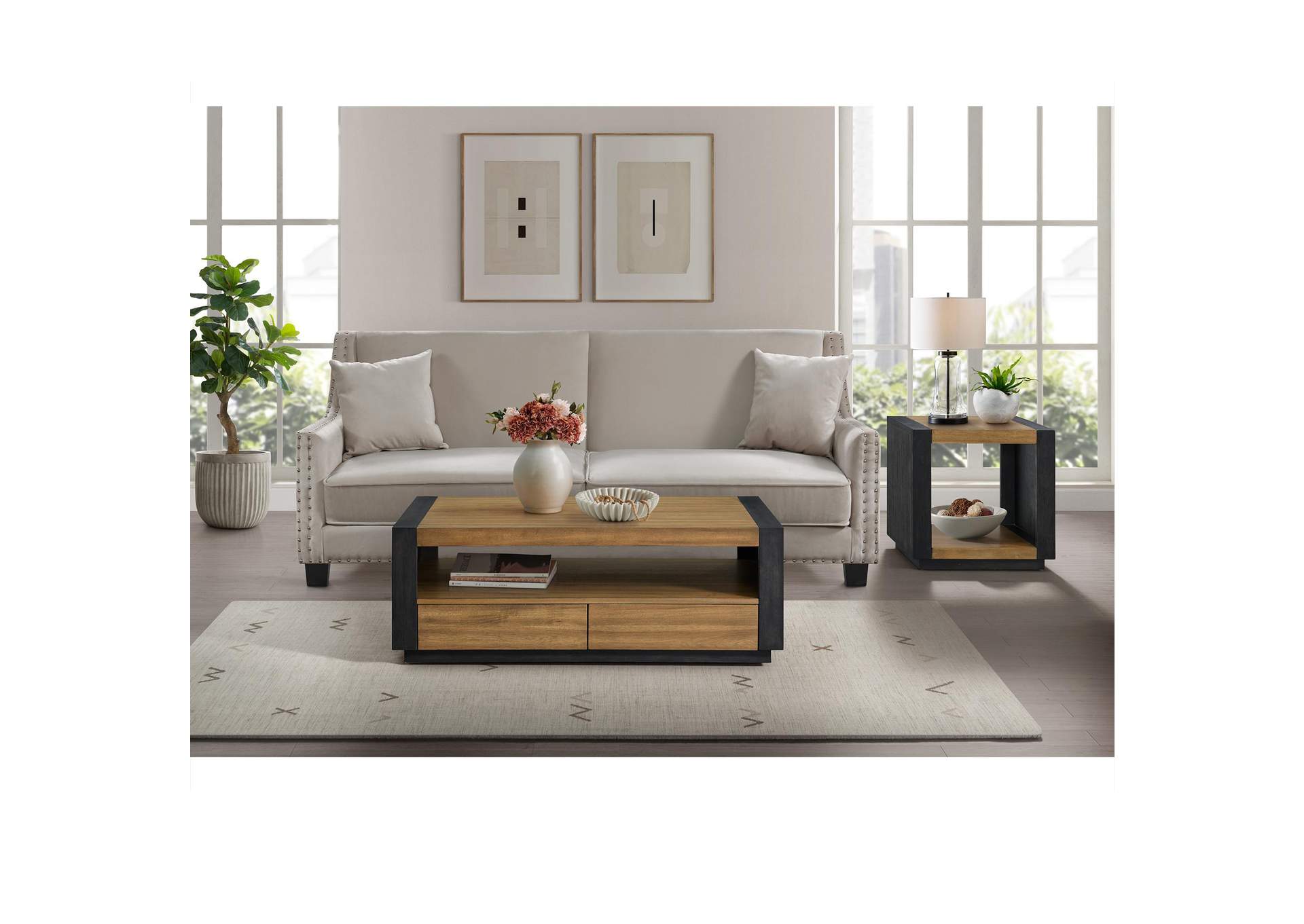 Breckenridge End Table In Light Oak Black image 1