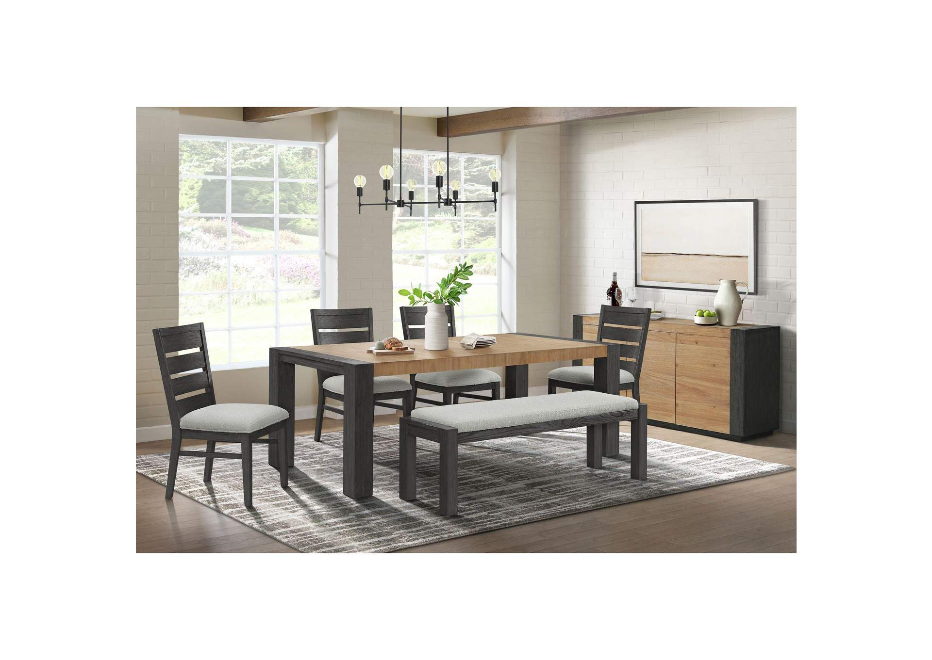 Breckenridge Dining Bench With White Cotton And Wood Ends In Black image 1