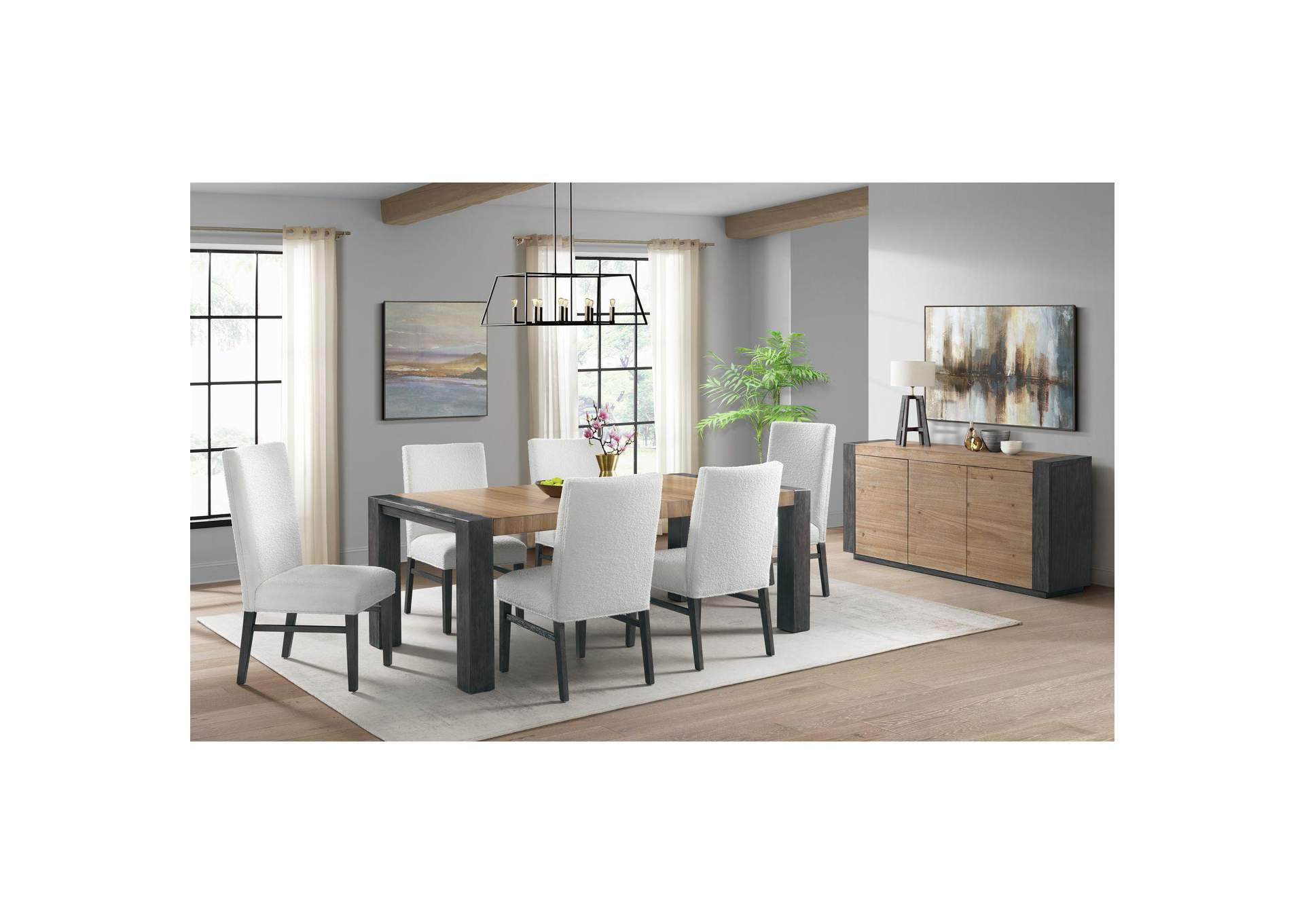 Breckenridge 38H Dining Side Chair With Boucle Snow In Black 2 Per Carton image 1