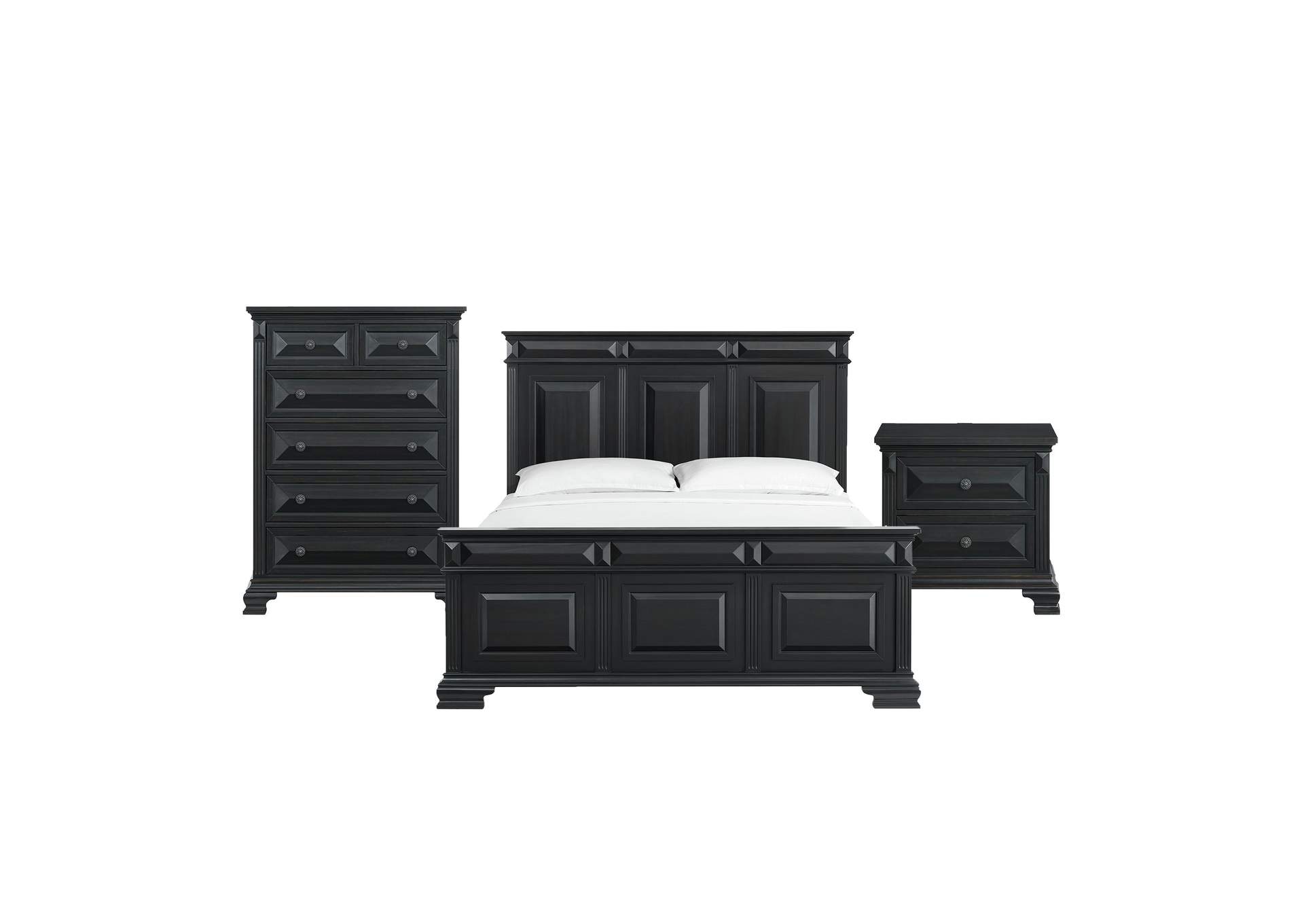 Bridgestone King Panel 3 Piece Bedroom Set In Black image 16