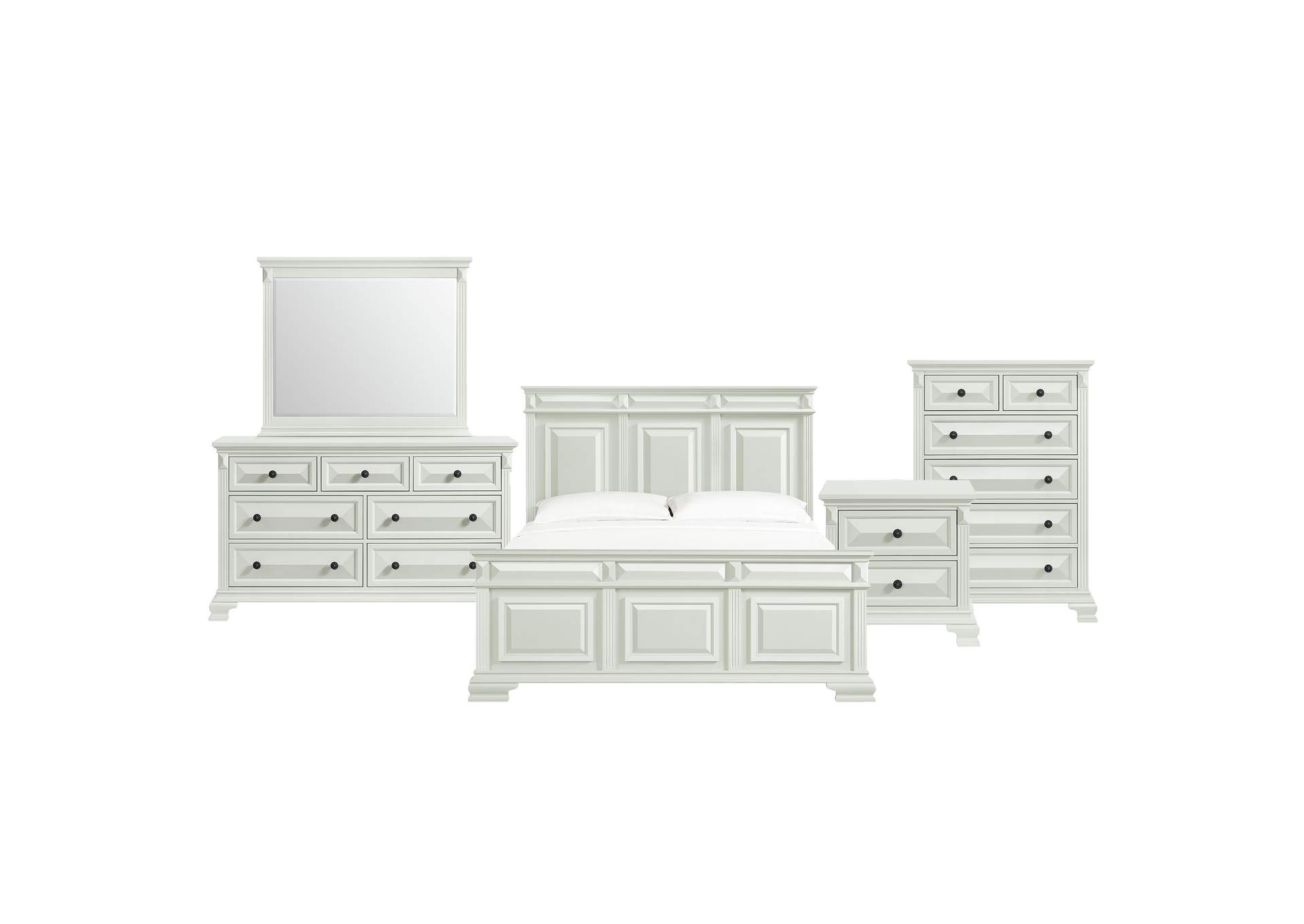 Bridgestone King Panel 5 Piece Bedroom Set In Antique White image 17