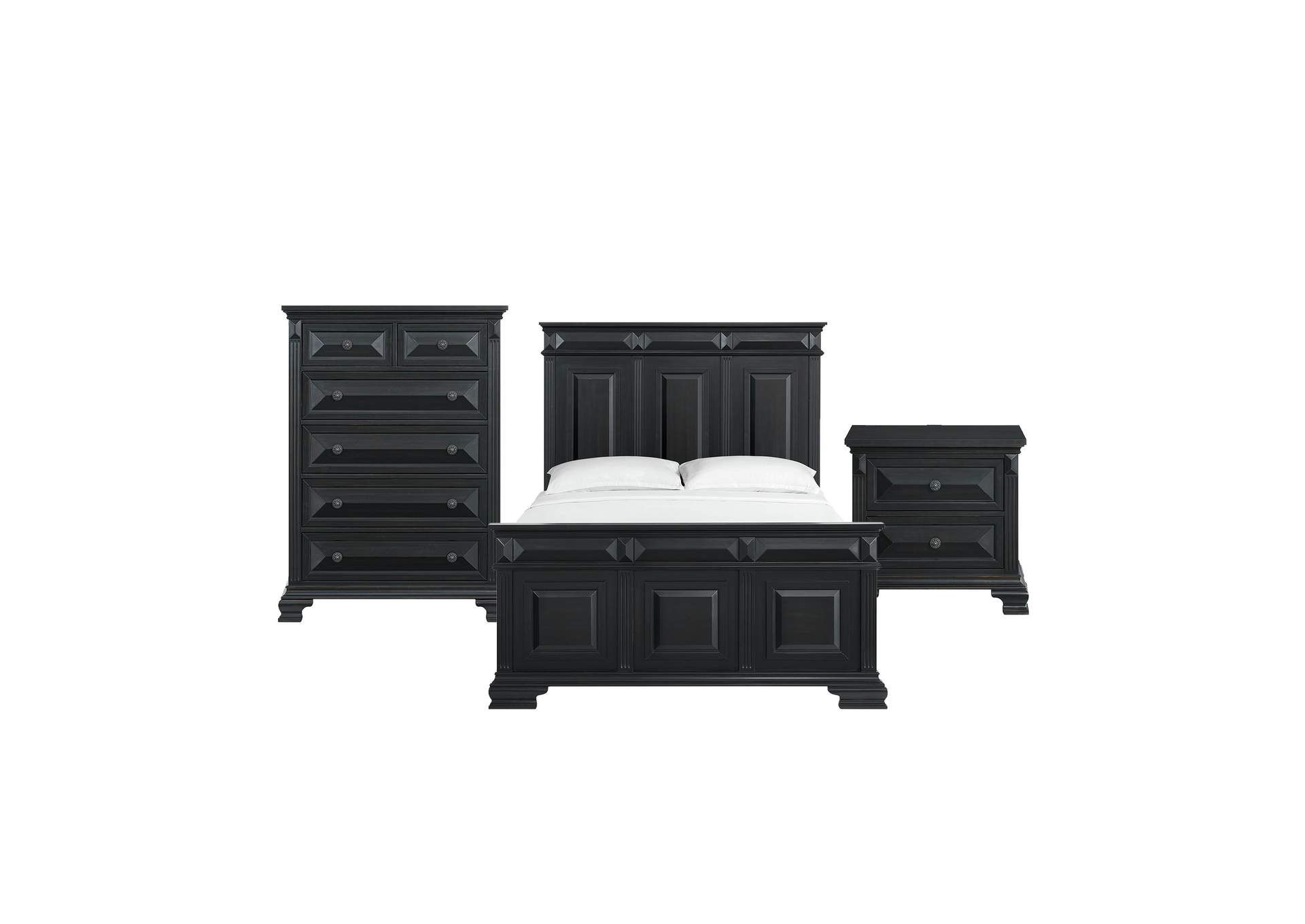 Bridgestone Queen Panel 3 Piece Bedroom Set In Black image 16