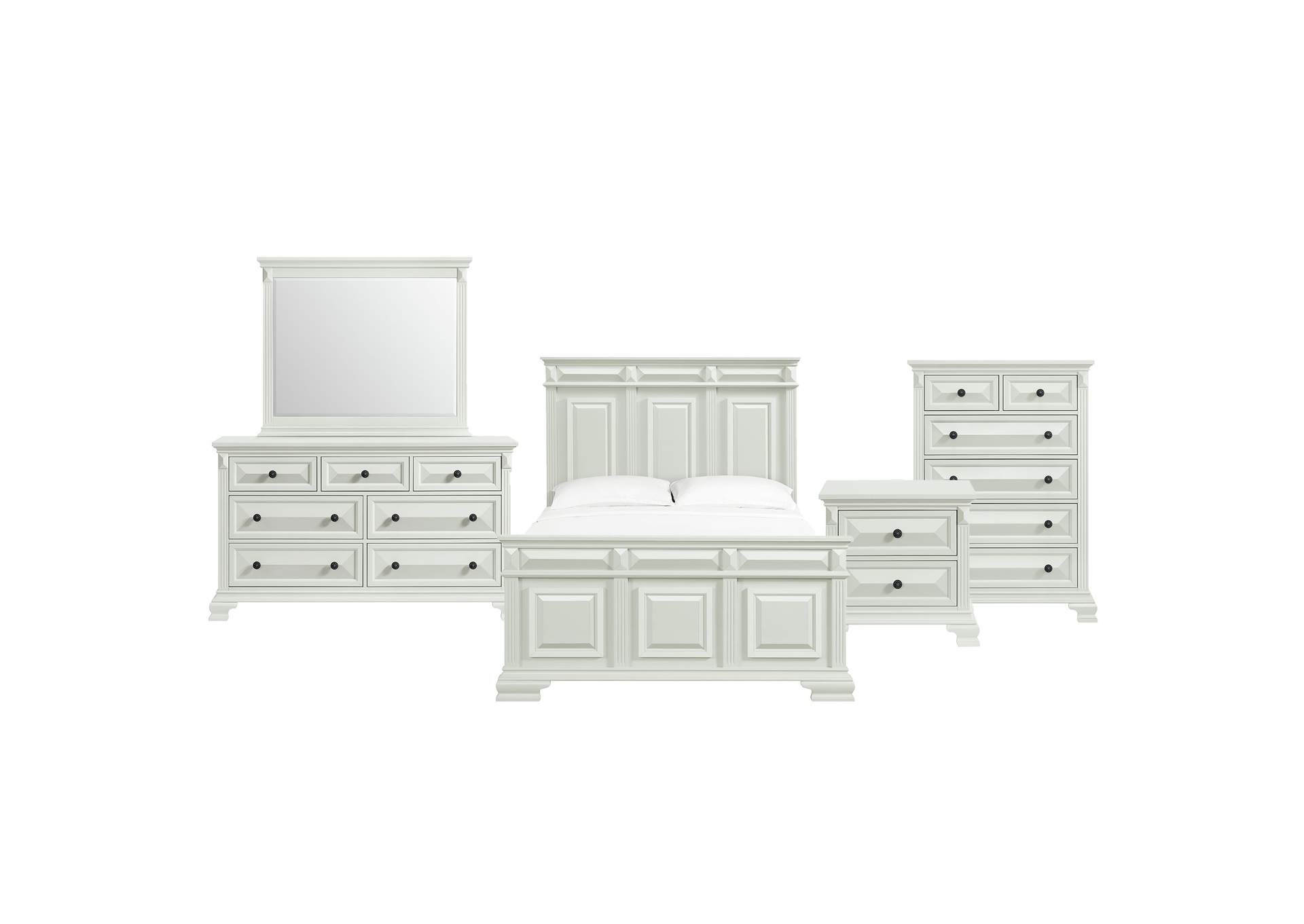 Bridgestone Queen Panel 5 Piece Bedroom Set In Antique White image 17