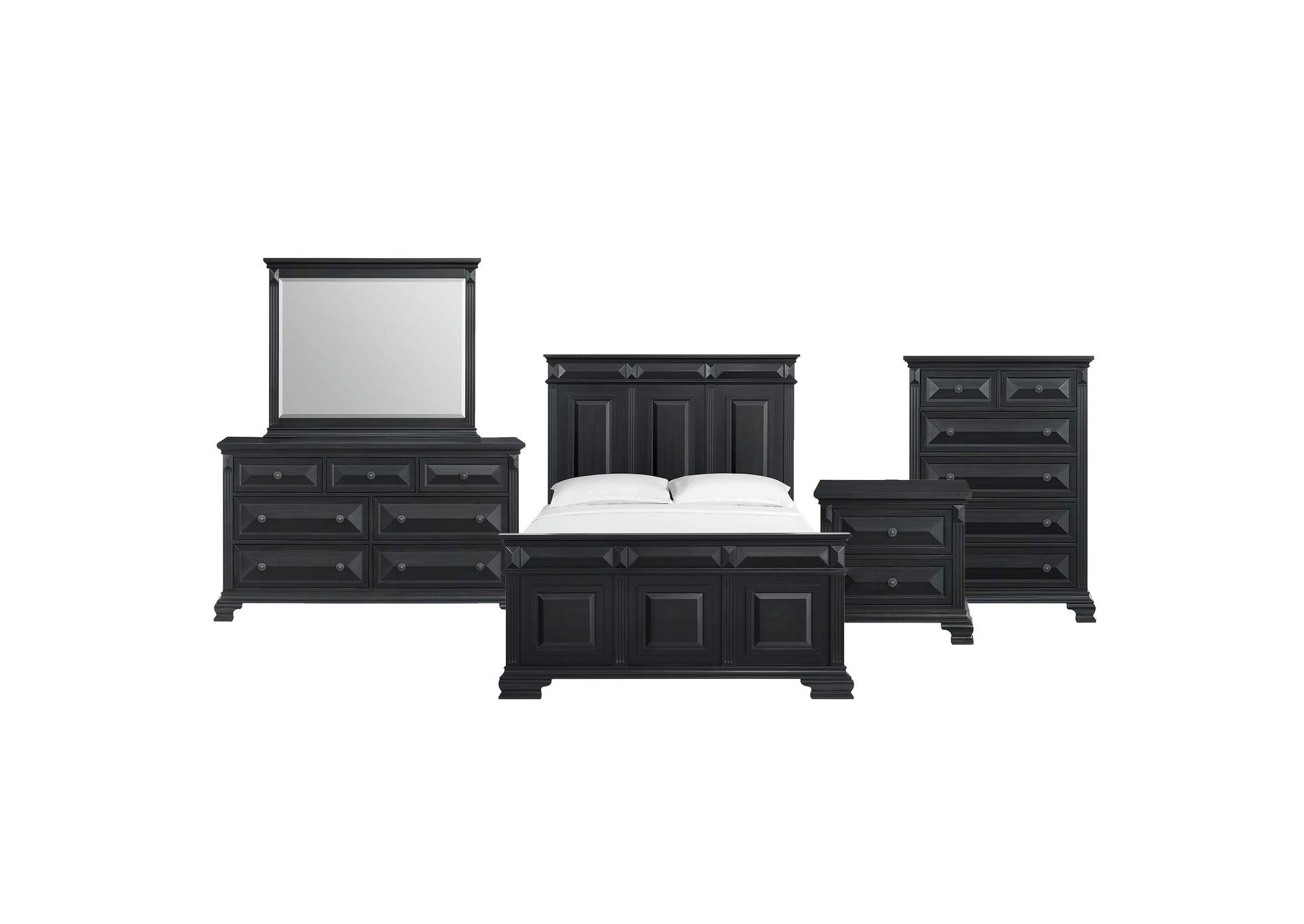 Bridgestone Queen Panel 5 Piece Bedroom Set In Black image 17