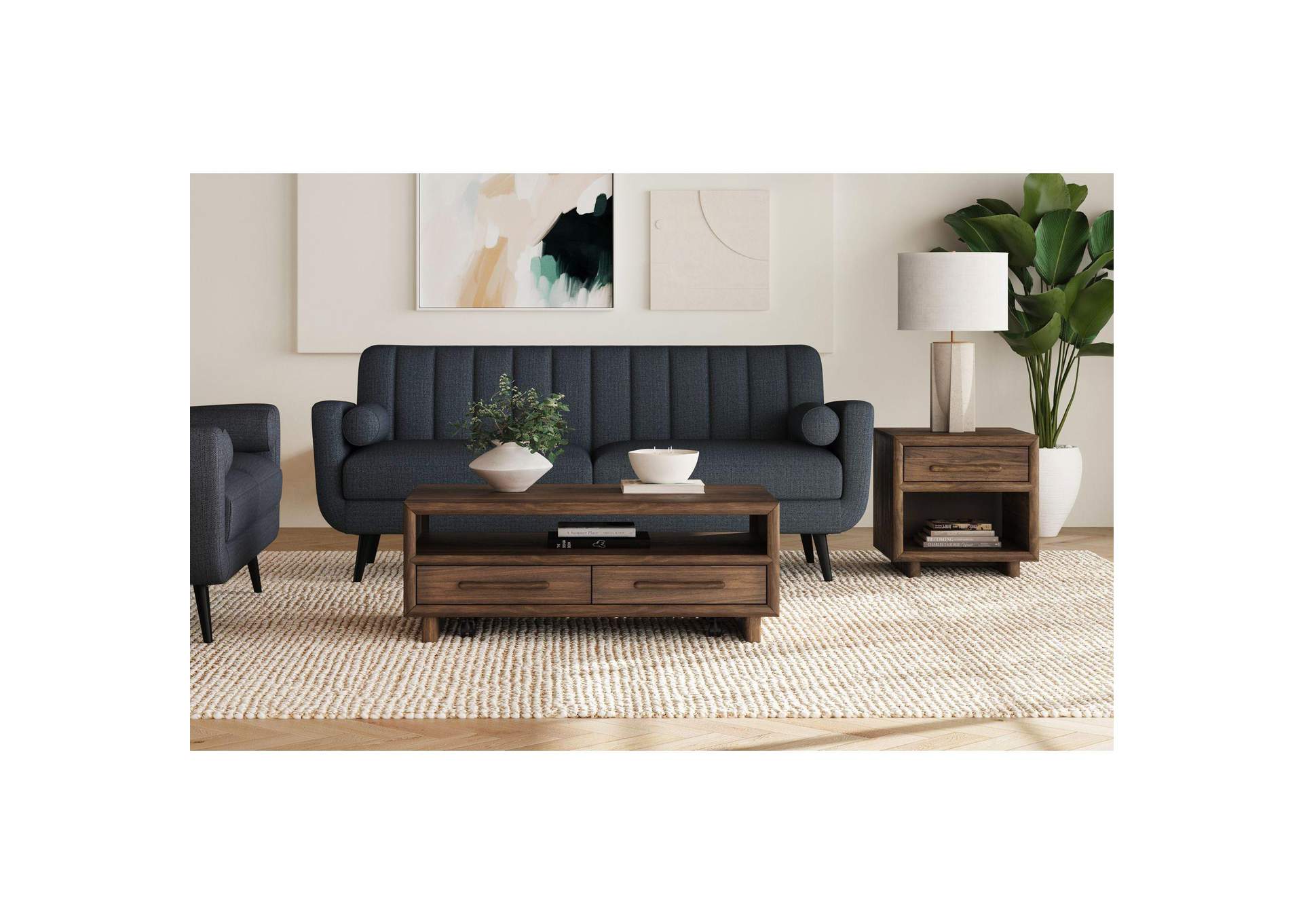 Brisbane 4 - Drawer Coffee Table With Casters In Brown image 1