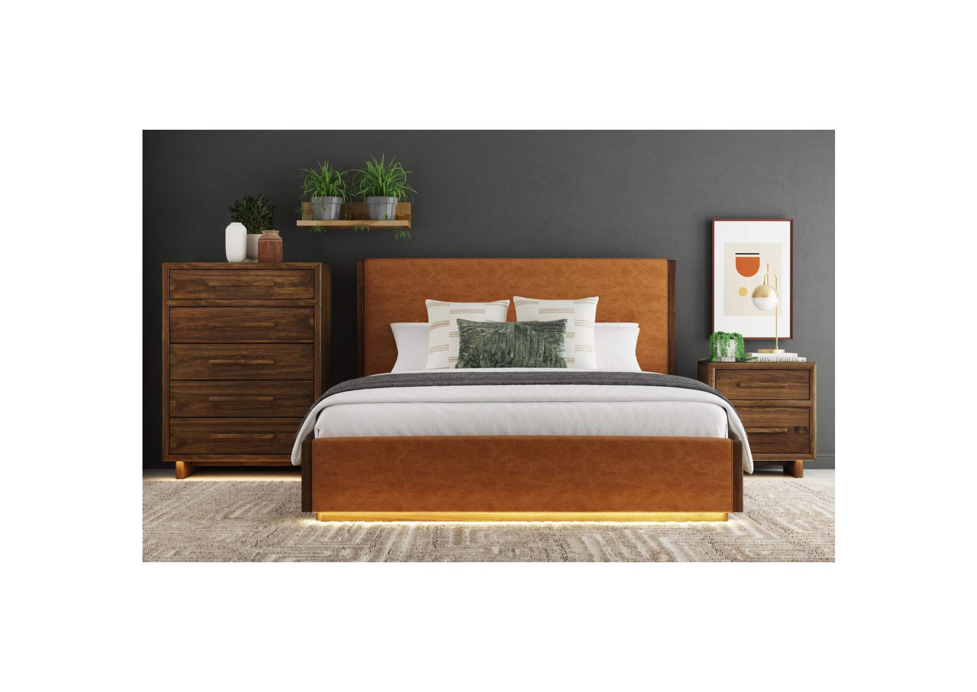 Brisbane Nightstand With Usbc And Led In Brown image 1
