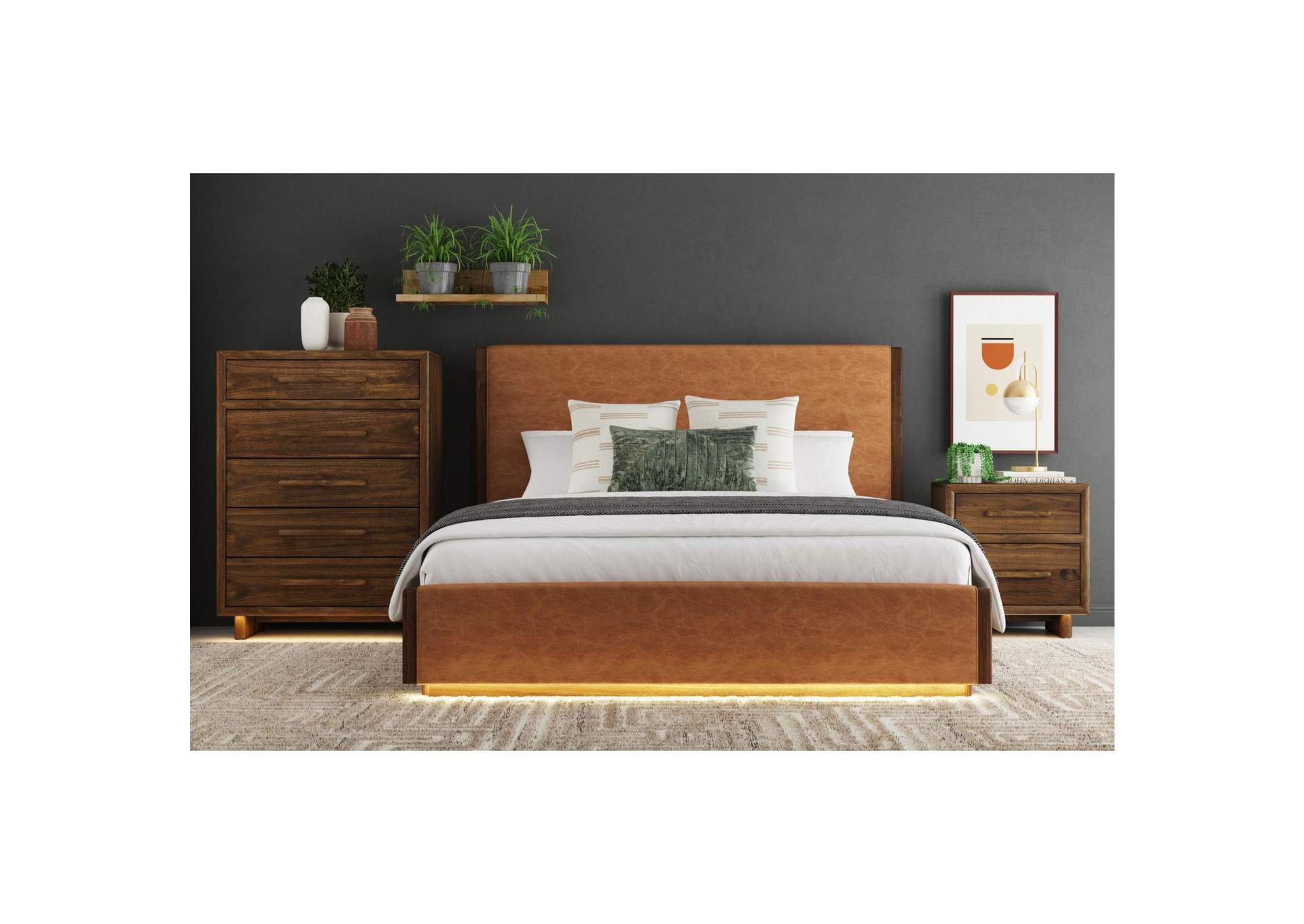 Brisbane Nightstand With Usbc And Led In Brown image 1