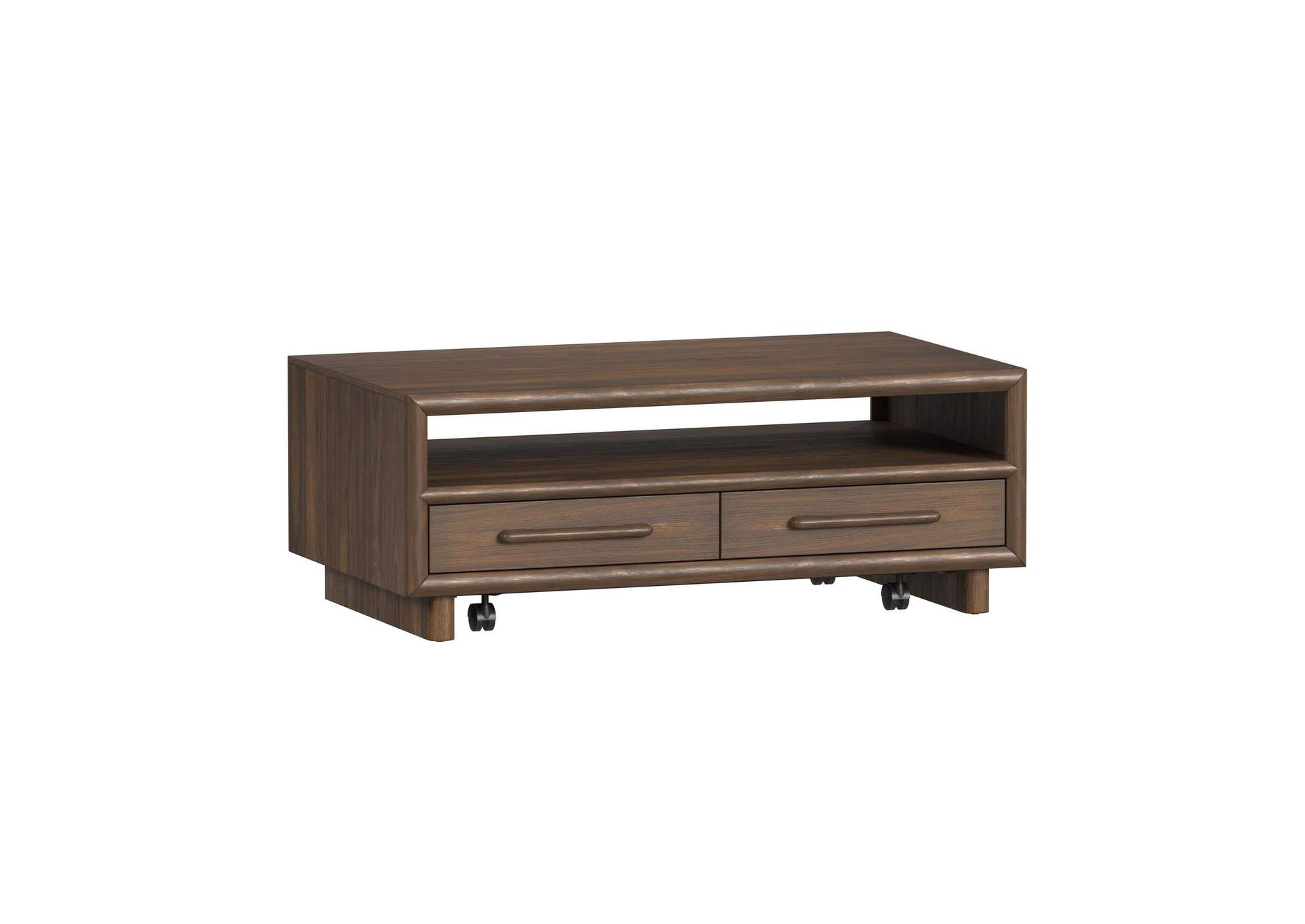 Brisbane 4 - Drawer Coffee Table With Casters In Brown image 7
