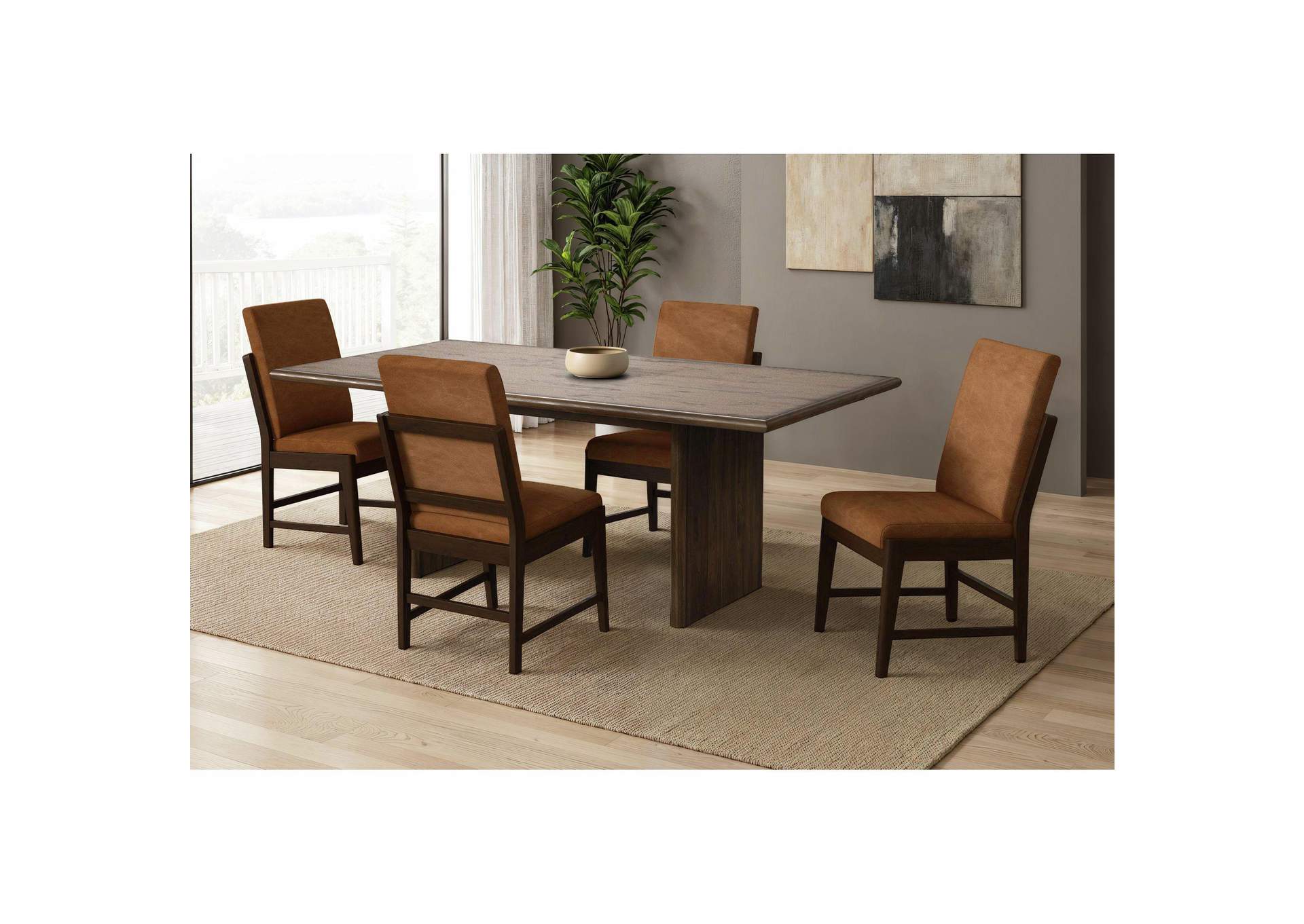 Brisbane Dining Side Chair With Bozeman Brown Pu In Brown 2 Per Carton image 1