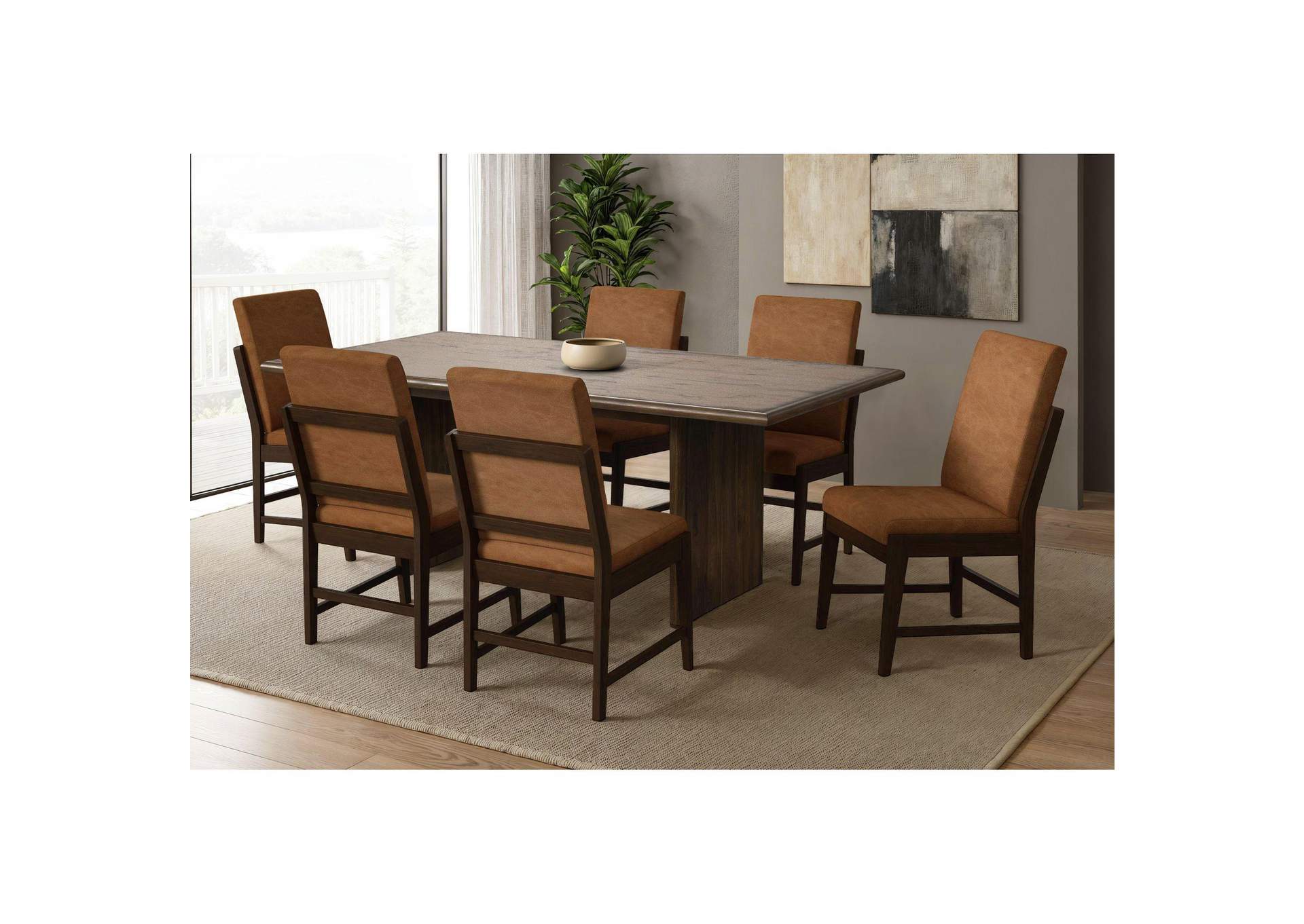 Brisbane Dining Side Chair With Bozeman Brown Pu In Brown 2 Per Carton image 1
