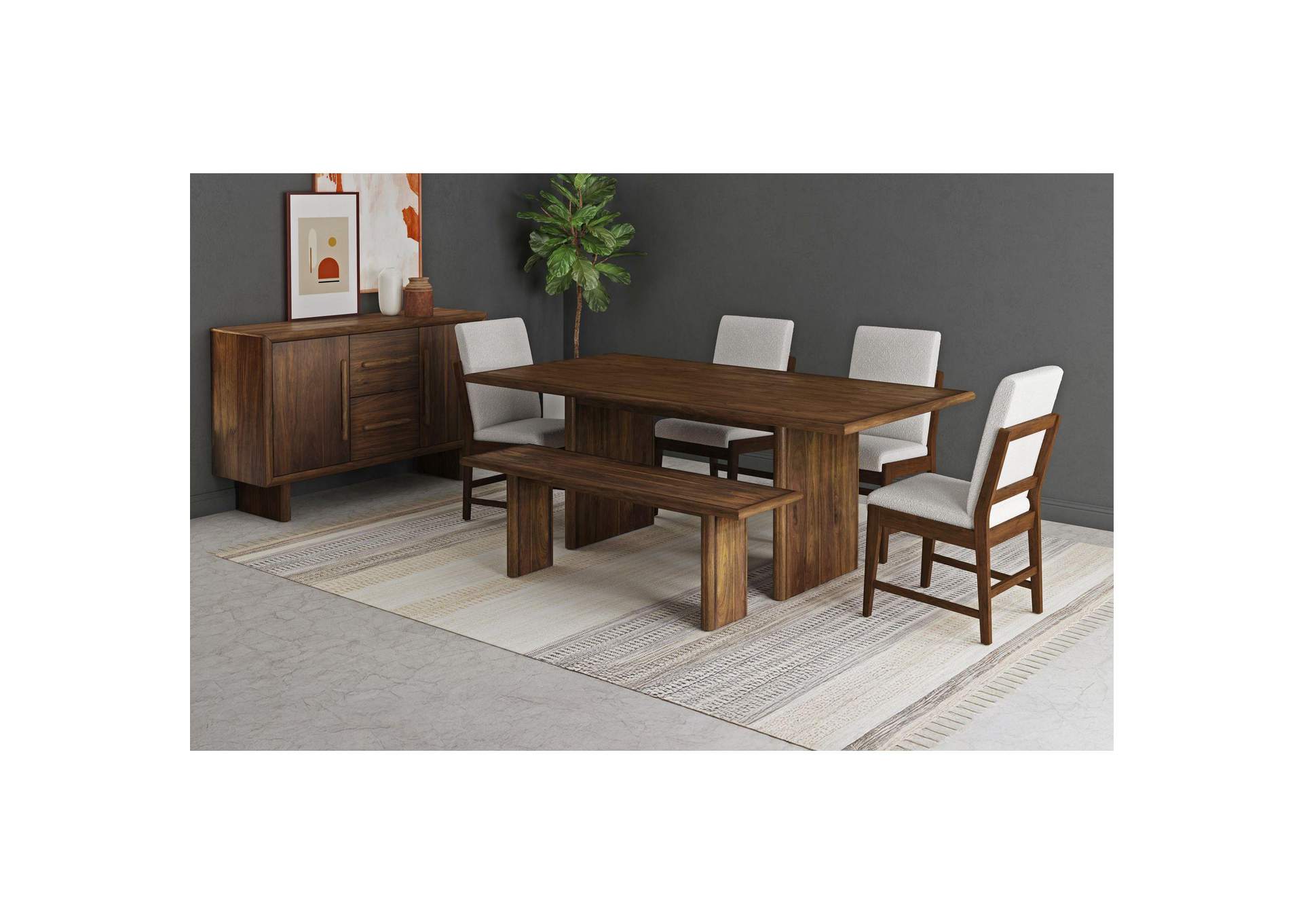 Brisbane Dining Side Chair With Boucle Beige Fabric In Brown 2 Per Carton image 1