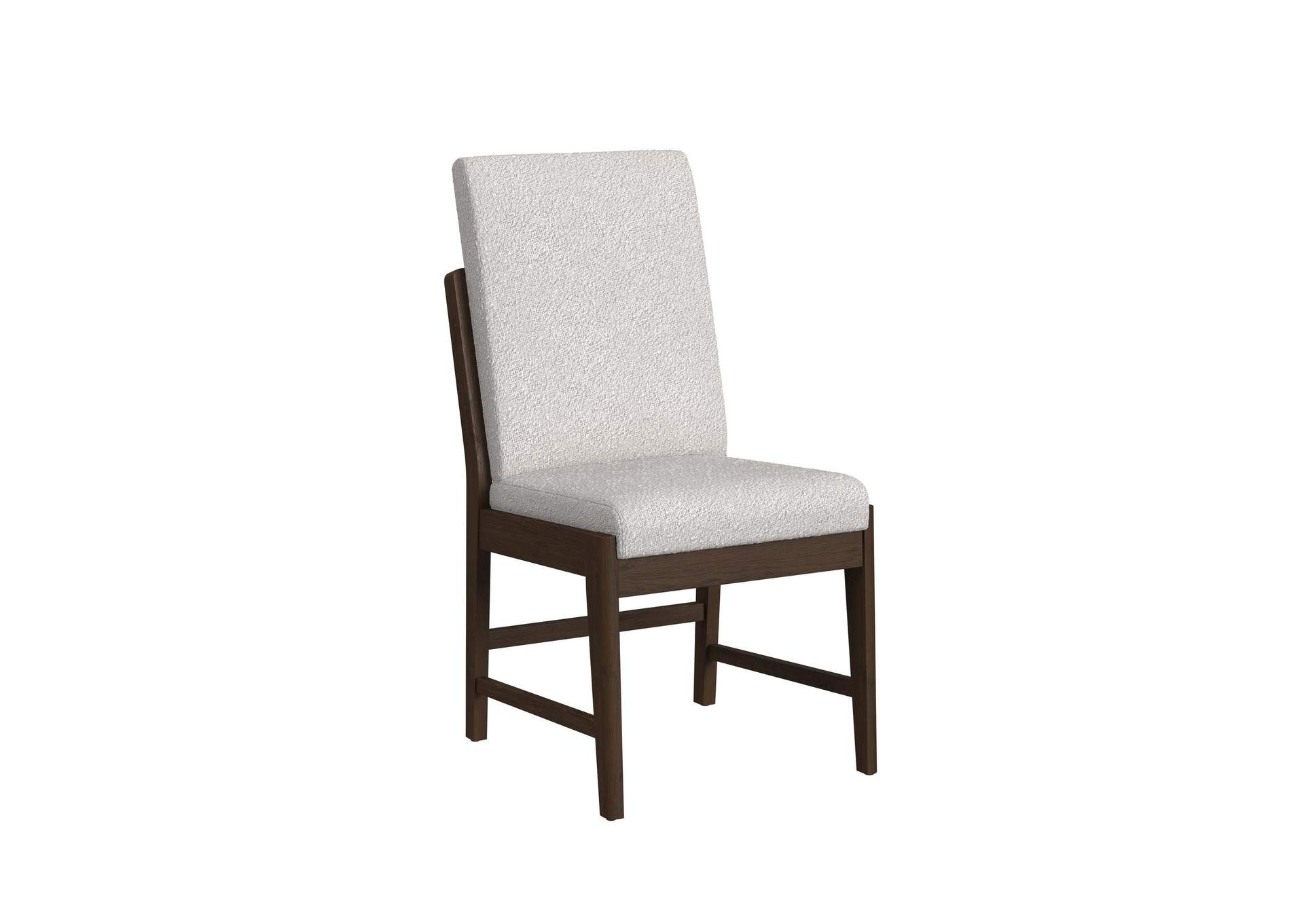 Brisbane Dining Side Chair With Boucle Beige Fabric In Brown 2 Per Carton image 3