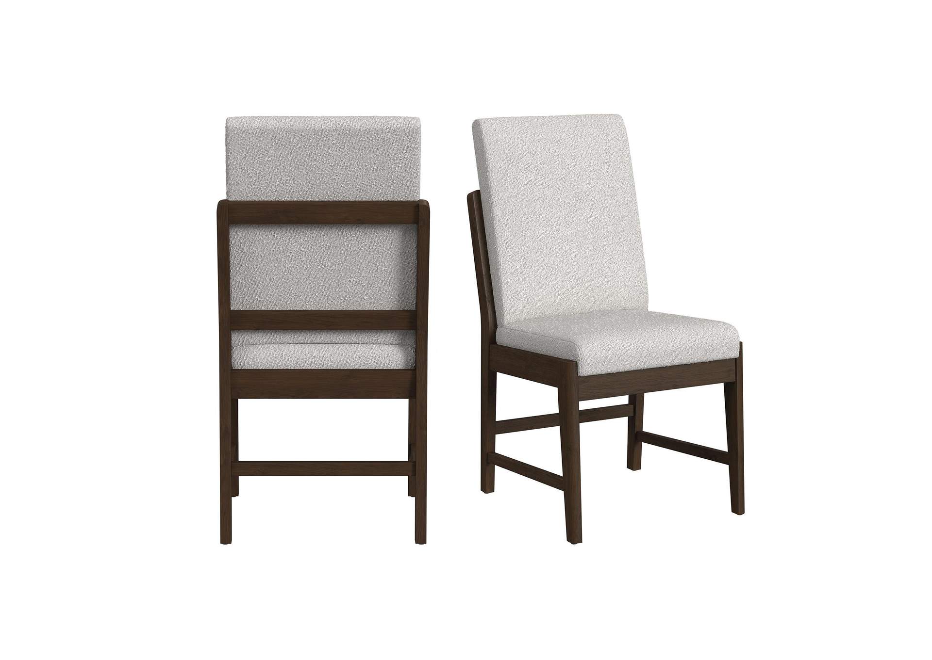 Brisbane Dining Side Chair With Boucle Beige Fabric In Brown 2 Per Carton image 6