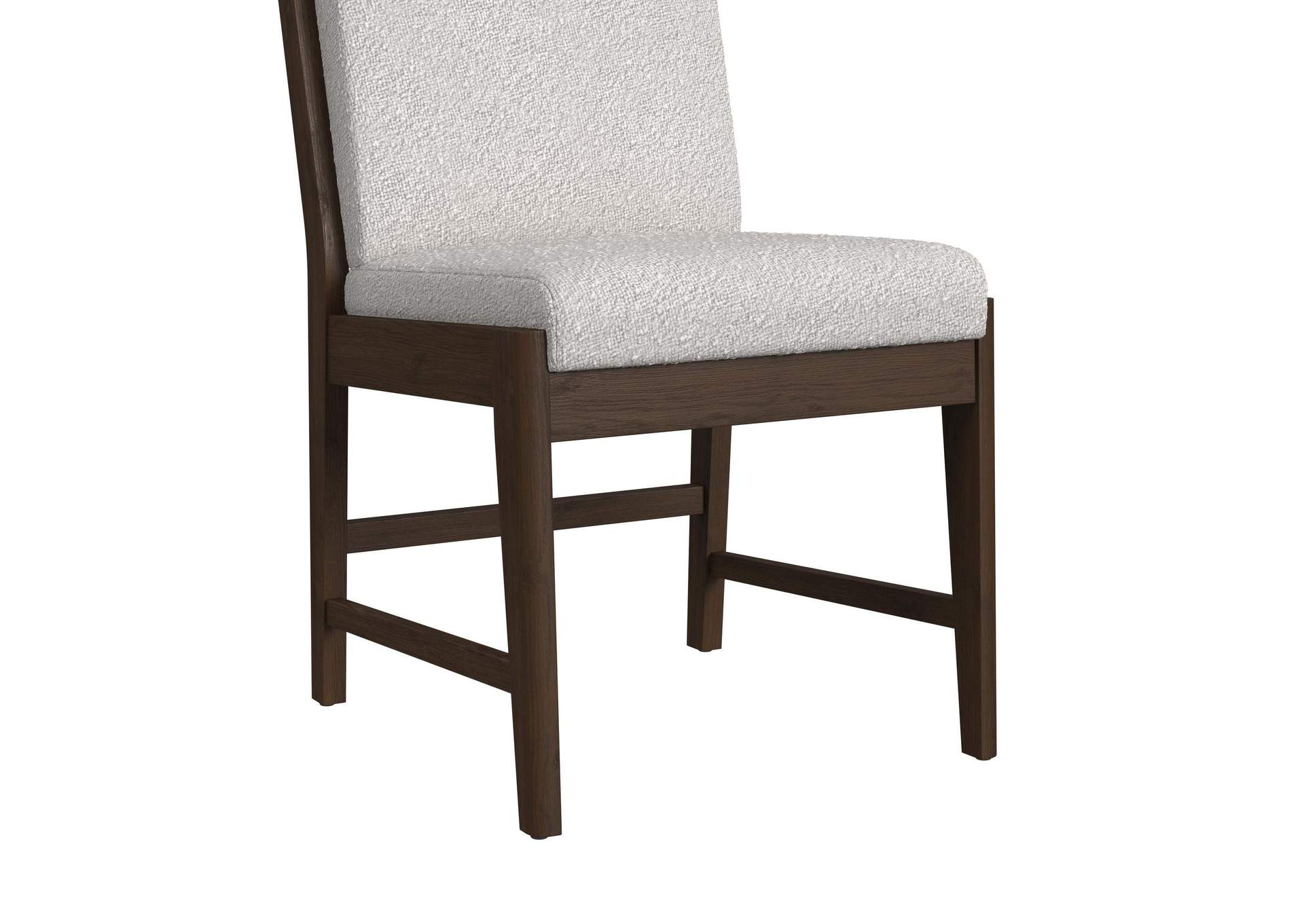 Brisbane Dining Side Chair With Boucle Beige Fabric In Brown 2 Per Carton image 8