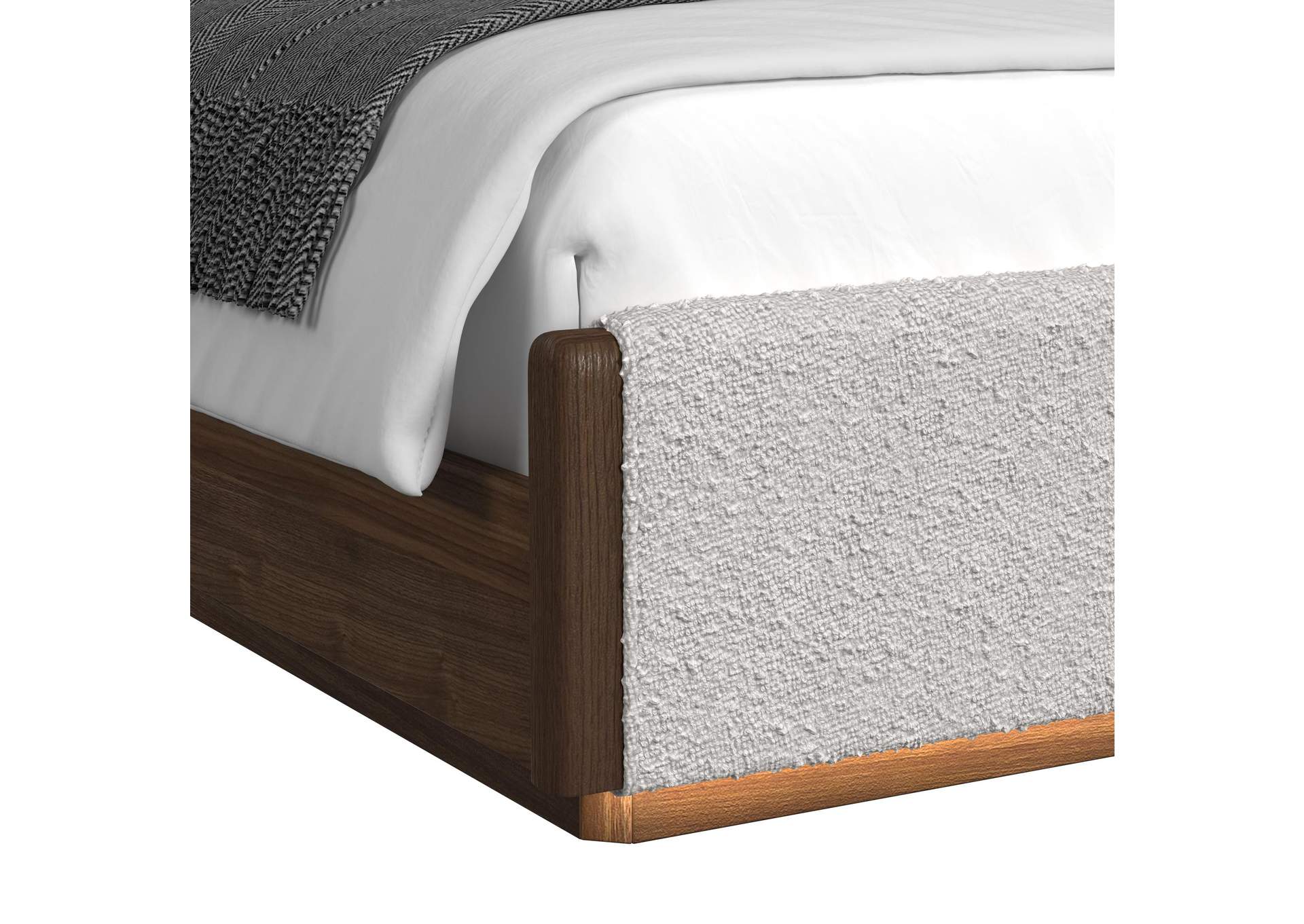 Brisbane King Upholstery Bed With Boucle Beige And Led In Brown image 6