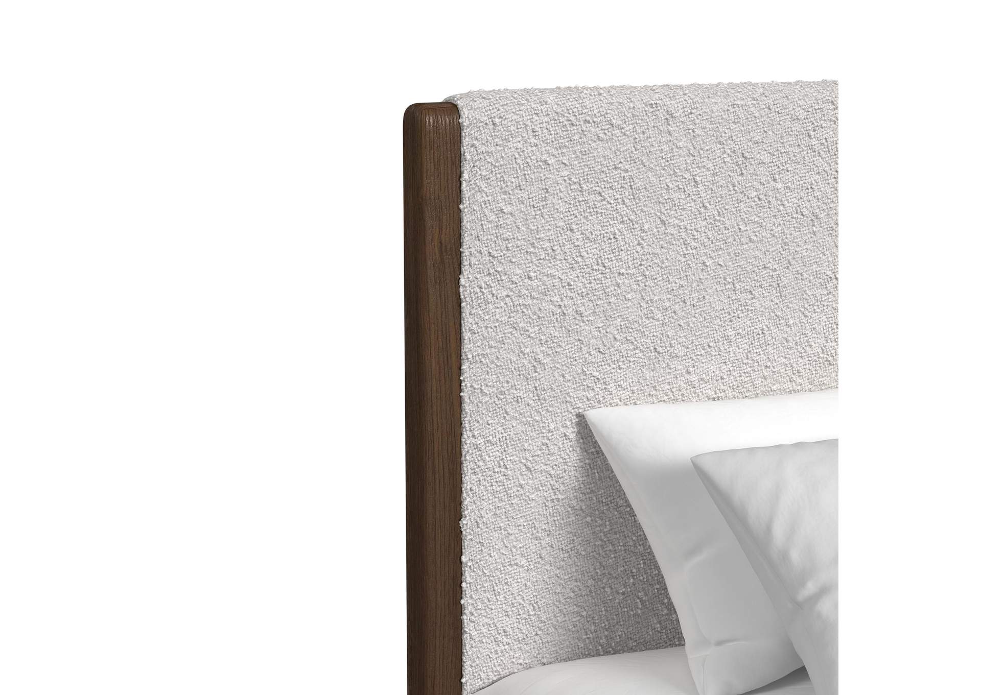 Brisbane King Upholstery Bed With Boucle Beige And Led In Brown image 5