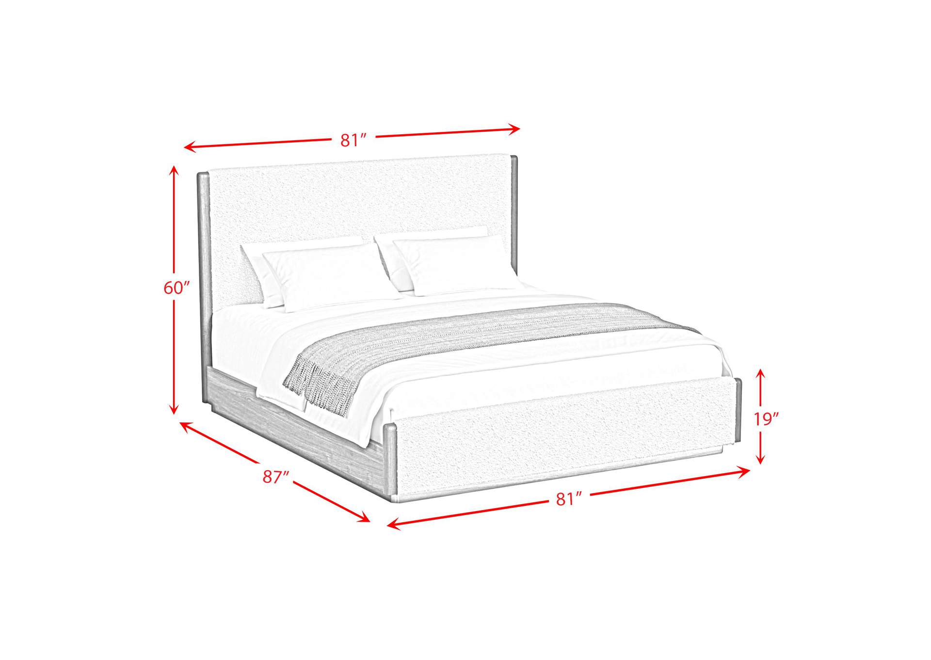 Brisbane King Uph Bed With Boucle Beige And Led In Brown image 7