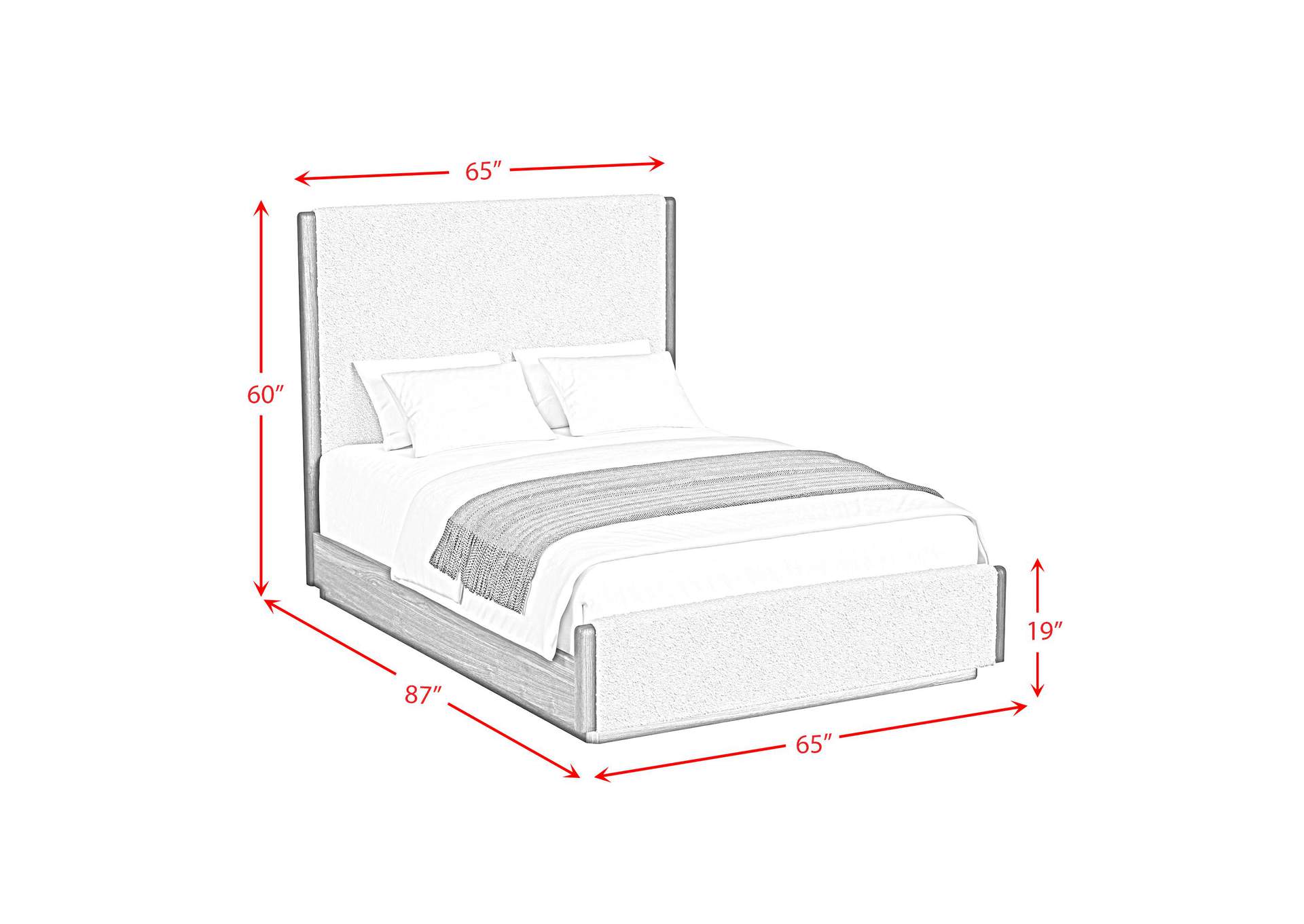 Brisbane Queen Uph Bed With Boucle Beige And Led In Brown image 7