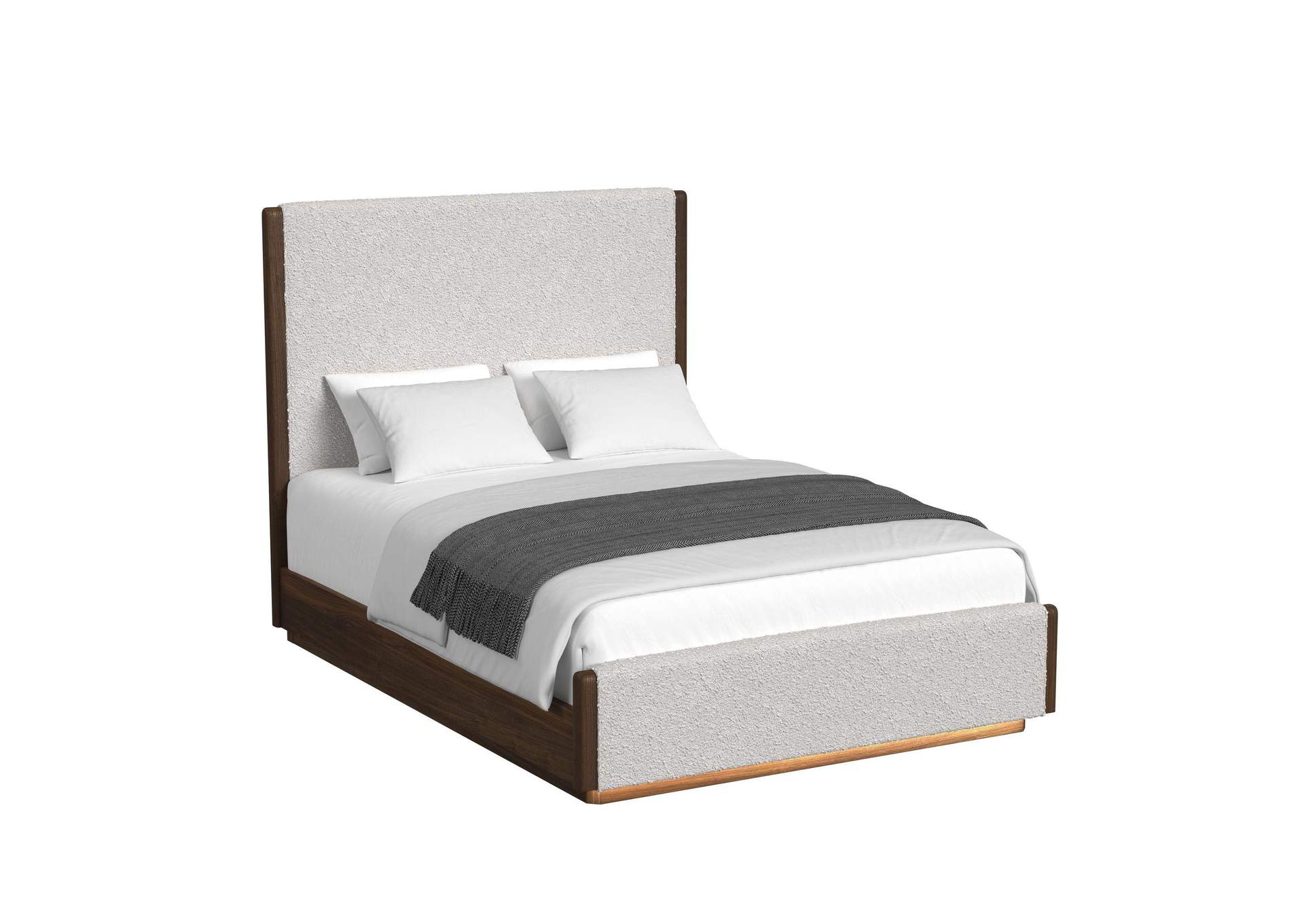 Brisbane Queen Uph Bed With Boucle Beige And Led In Brown image 3