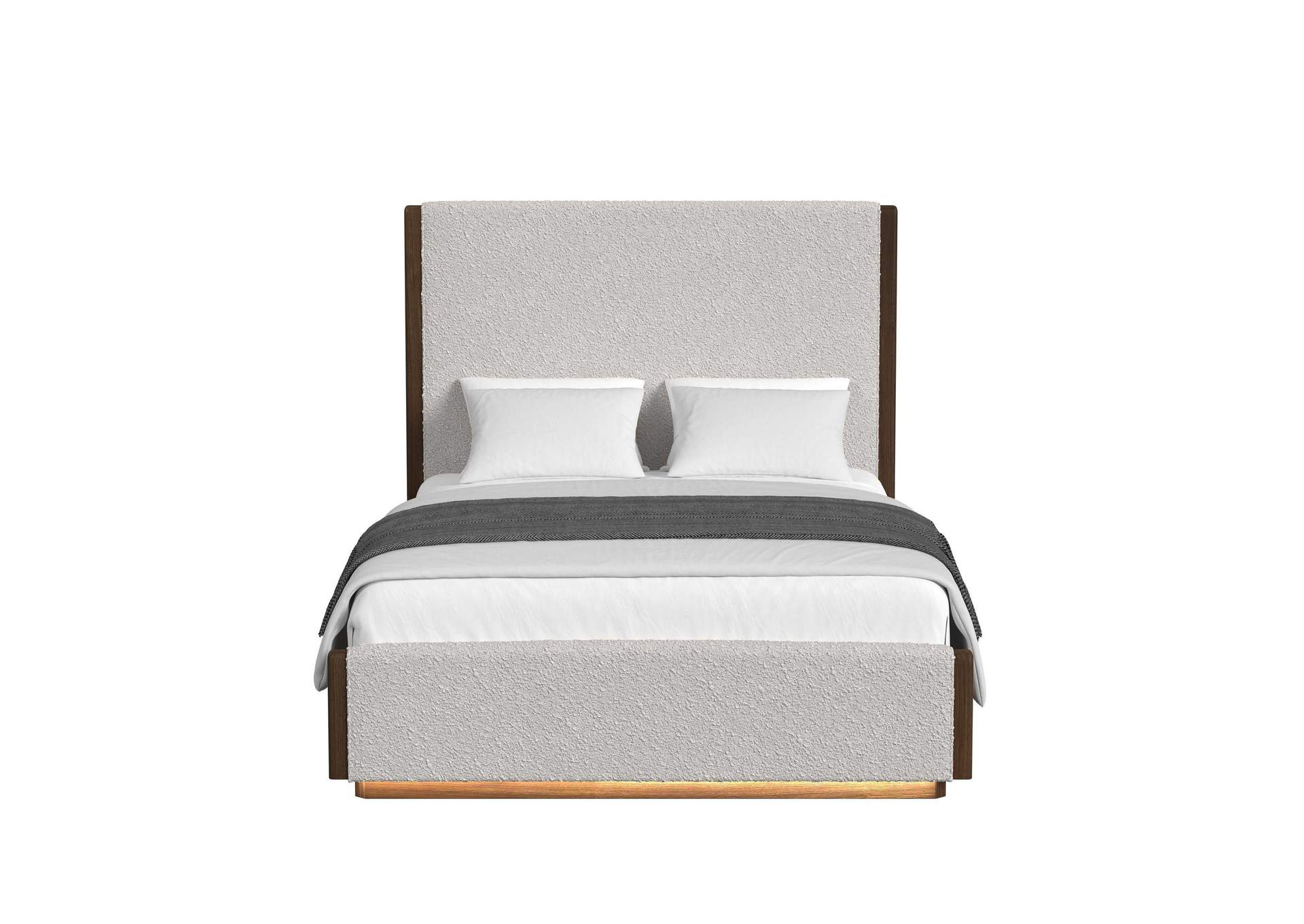 Brisbane Queen Uph Bed With Boucle Beige And Led In Brown image 4