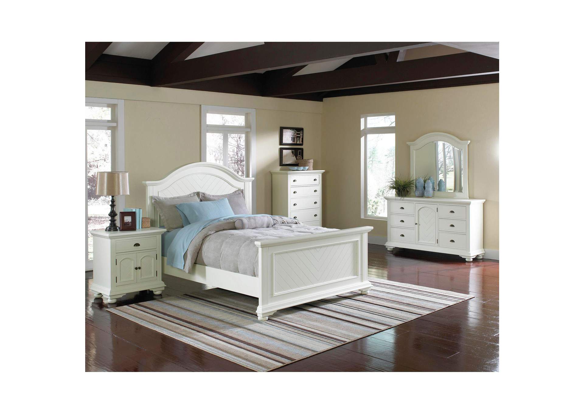 Brook White Queen Panel Bed image 1